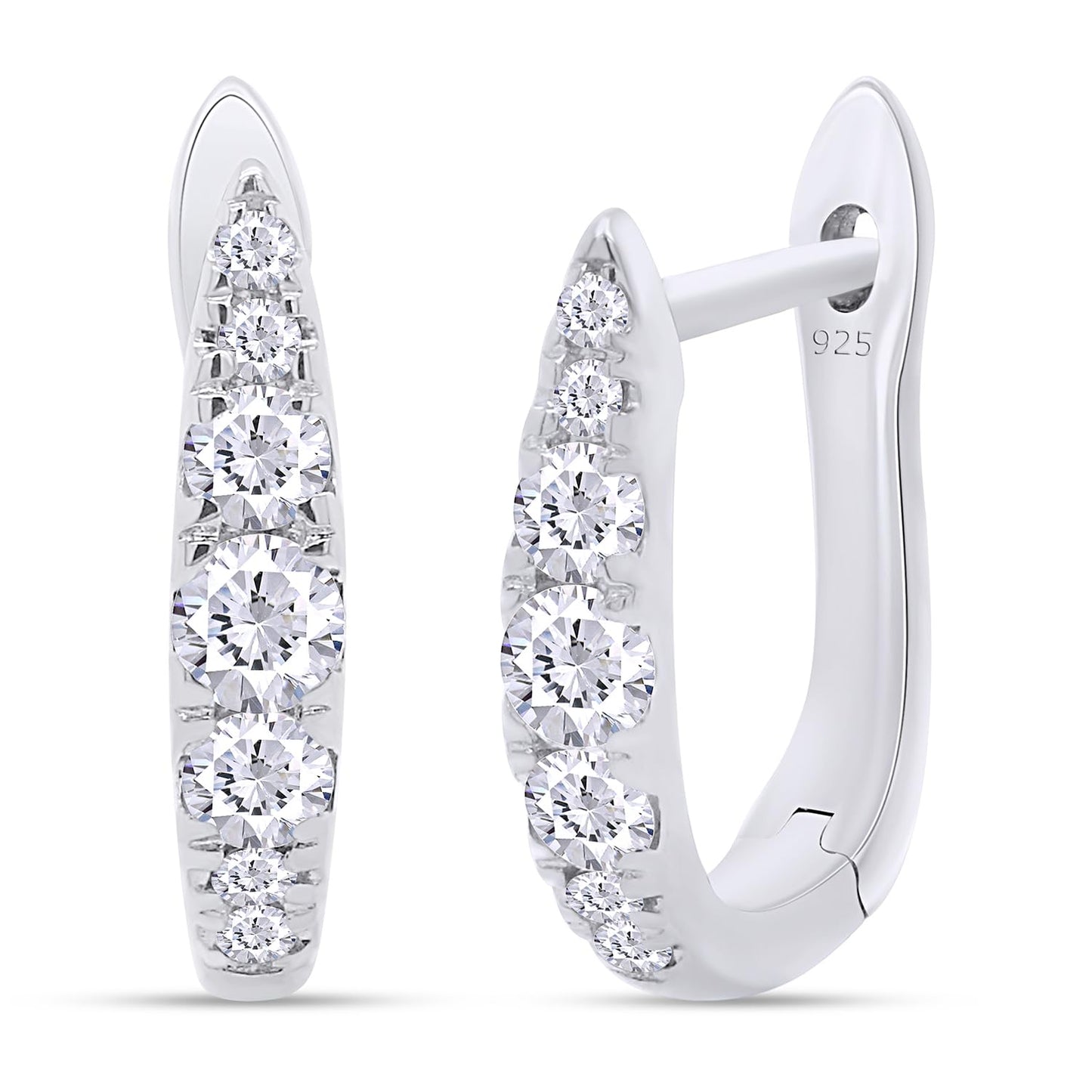 Huggie Hoop Earrings for Women Round Lab Created Moissanite Earrings for Her in 14K White Gold Over Sterling Silver Jewelry