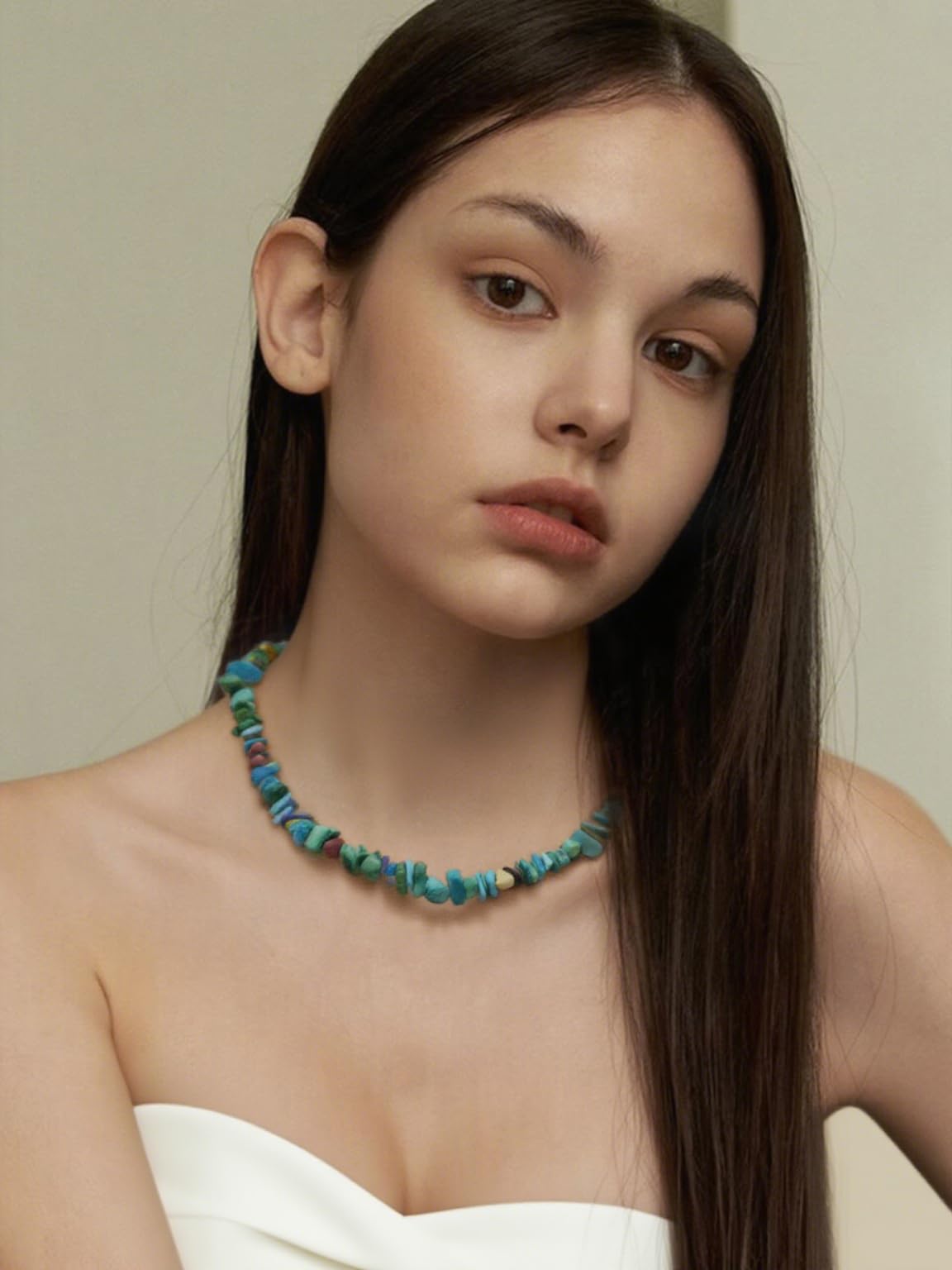 CANEVINKA 18K Gold Plated Bohemian Turquoise Pearl Necklace for Women Colorful Gravel Beads Necklace Summer Vibe Jewelry