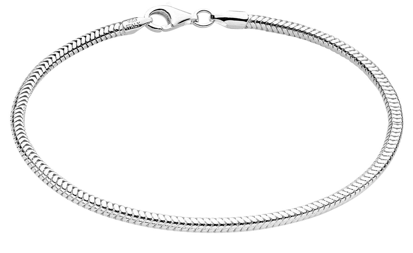 Savlano 925 Sterling Silver Solid Italian Round Diamond Cut Flexible Snake Chain Bracelet With Gift Box For Women & Men - Made in Italy (7, 3.5mm)