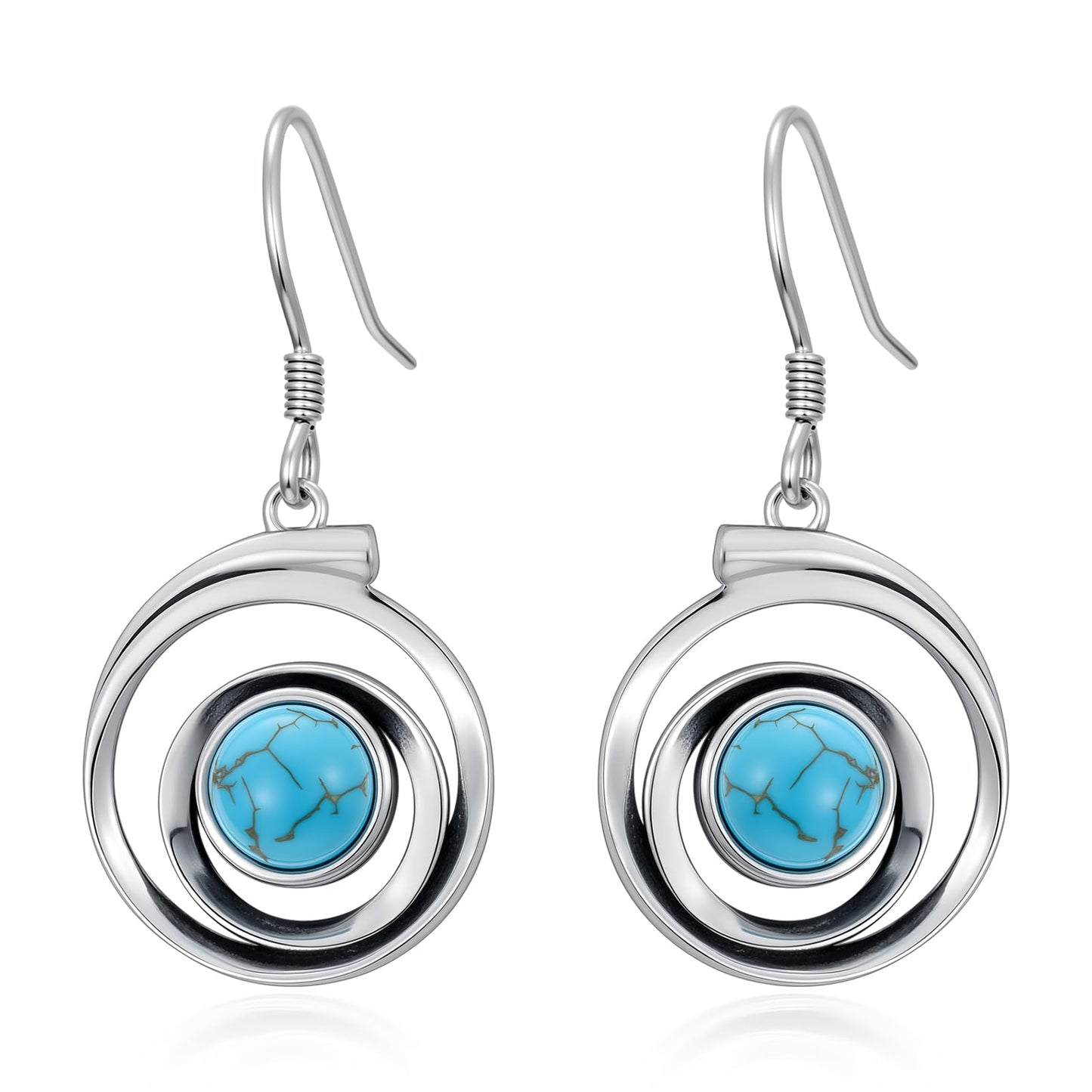 Eetaitai Natural Turquoise Earrings 925 Sterling Silver Pear Vintage Earrings Western Jewelry Boho Dangle Earrings for Women Birthday Cowgirl Mothers Day Gifts for Mom Wife Sister