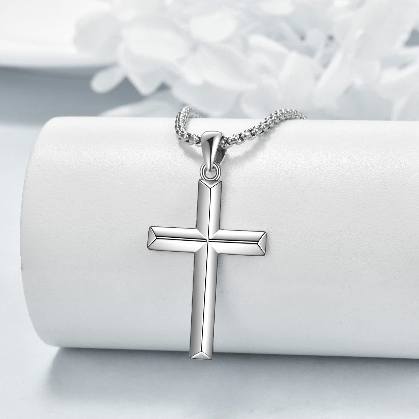 ONEFINITY Religious Cross Pendant Necklace Sterling Silver Origami Cross Pendant Gifts for Women Men Jewelry (B-Origami)