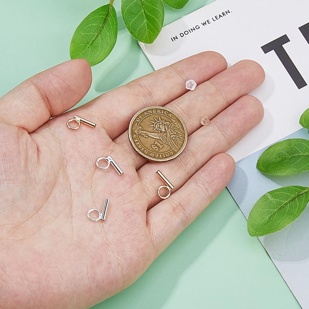 SUPERFINDINGS 4Pcs 2 Colors Alloy Pin to Pendant Converter with 4Pcs Silicone Ear Nuts to Keep the Brooch from Shaking Brooches Pins to Pendant Converters for Changing Brooches