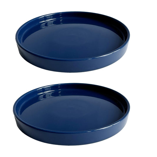 2 Pack Ceramic Plant Saucer Pot Tray 6 Inch, Planter Saucers 4 5 6 7 8 9 10 11 12 13 Inch for Indoors Outdoor, Durable Sturdy Flower Drainage drip Water Tray for Glazed Pots Base (6.4 Inch-Blue)