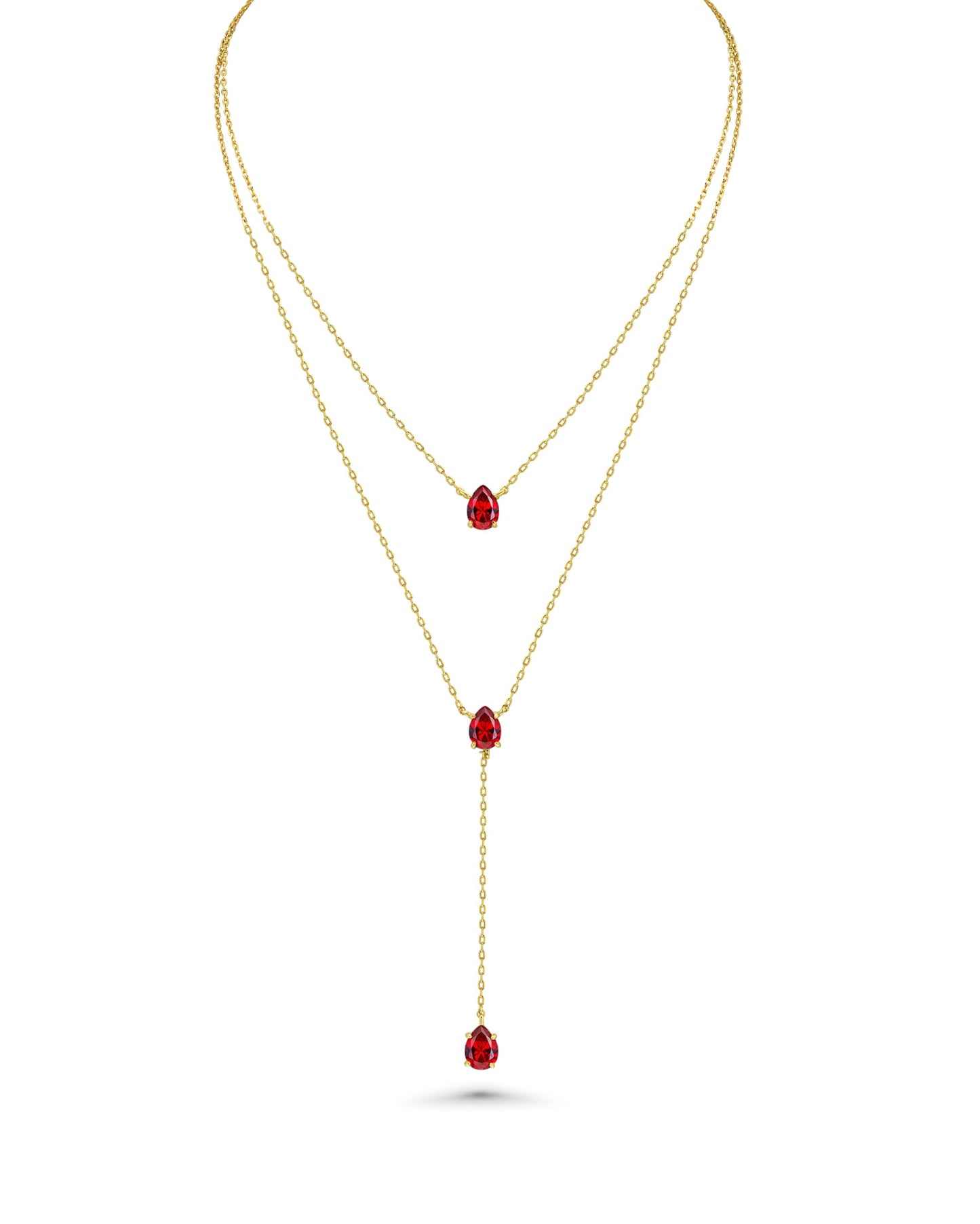 SNGIA Long 18K Gold Plated Blue Green Red Layered Pendant Necklace For Women (Emerald, Ruby, Seafoam, Sky, Sapphire, Pink), Dainty Birthstone Necklace, Statement Necklace Jewelry Gifts.