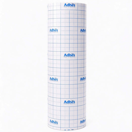 ADHES Premium Crystal Clear Transfer Tape for Vinyl with Grid, 12" x 50FT, No Stretch PET Transfer Paper Roll, Precision Application Tape for Cricut, Small Designs & Detailed Graphics