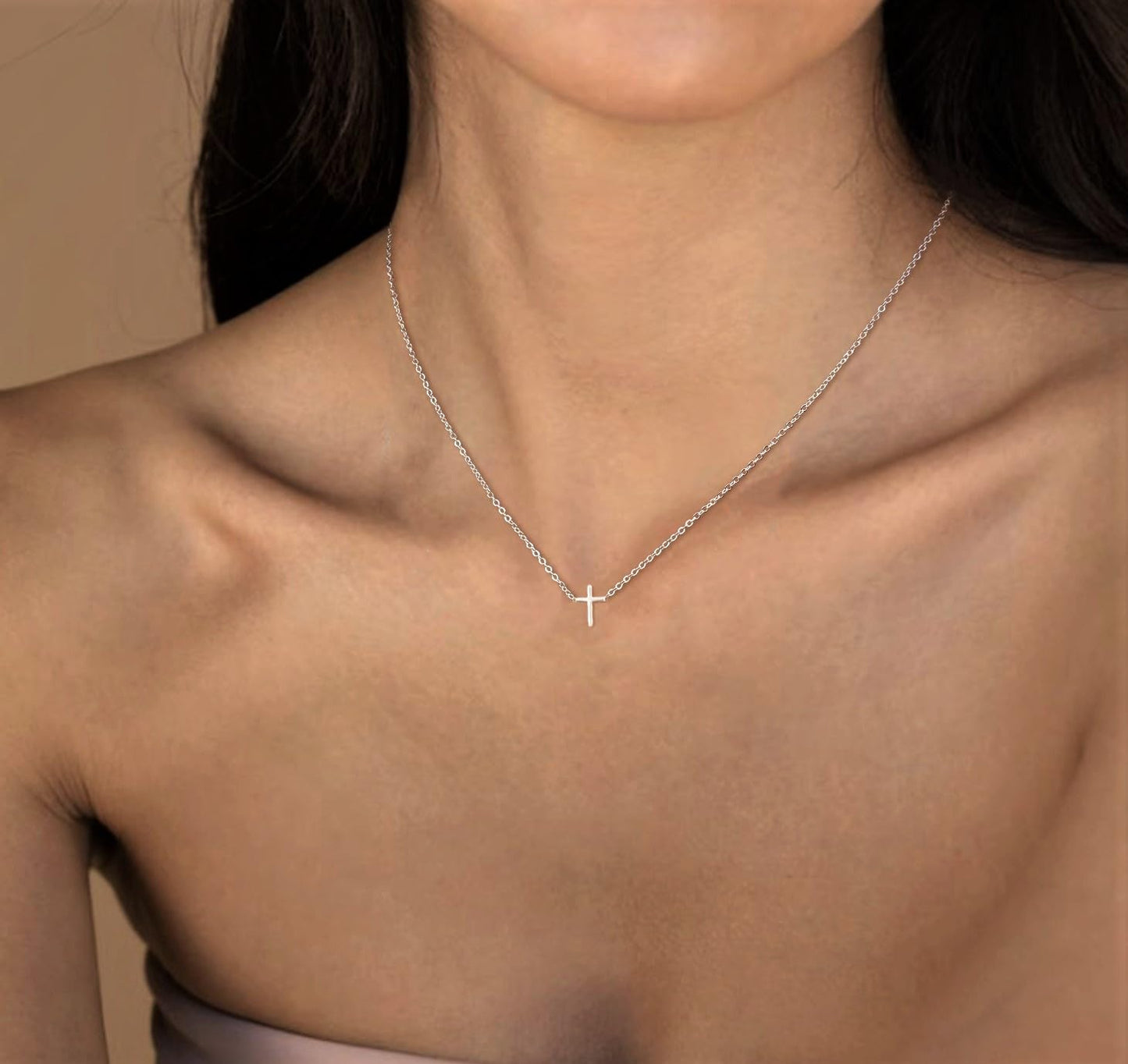 HAXIYA Cross Necklace for Women Dainty Sterling Silver Plated Small Cross Pendant Necklaces Simple Silver Cross Choker Trendy Cute Cross Pendant Chain Faith for Women Jewelry Gift