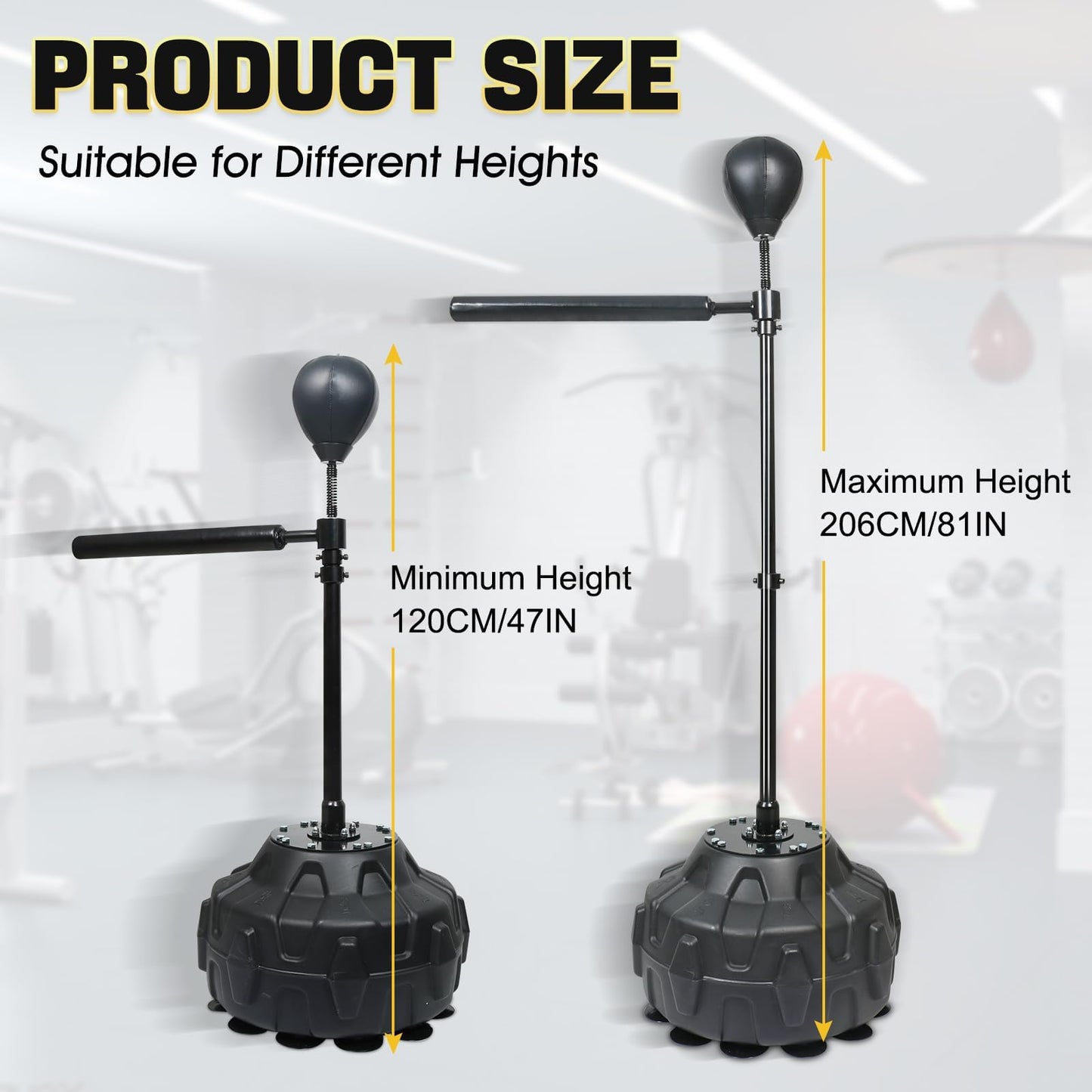Punching Bag Boxing Speed Ball Trainer Spinning Bar Boxing Ball with Reflex Bar Free Standing 45-80in Adjustable Height for Adult Youth