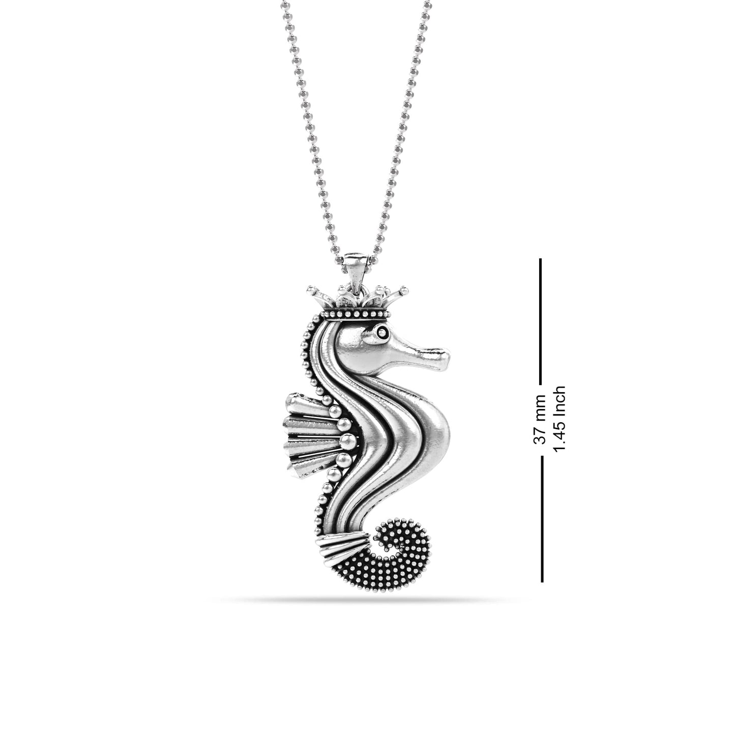 LeCalla 925 Sterling Silver Seahorse Necklace for Women | Two-Tone Caviar Beaded Sea horse Pendant Necklace | Ocean Animal Jewelry Gifts for Mom Wife 18 Inches
