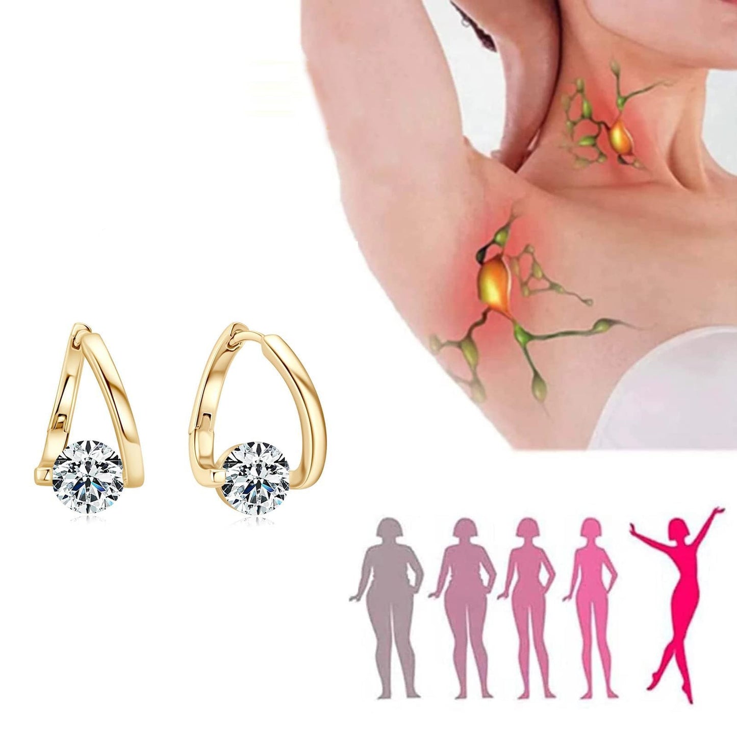 Lovefinity™ Lymphatic Magnetotherapy Earrings, Halolux Lymphvity Germanium Earrings, Atheniz Lymphatic Drainage Earrings Chunky Gold Hoop Jewelry Gifts for Women (Style1-GG)