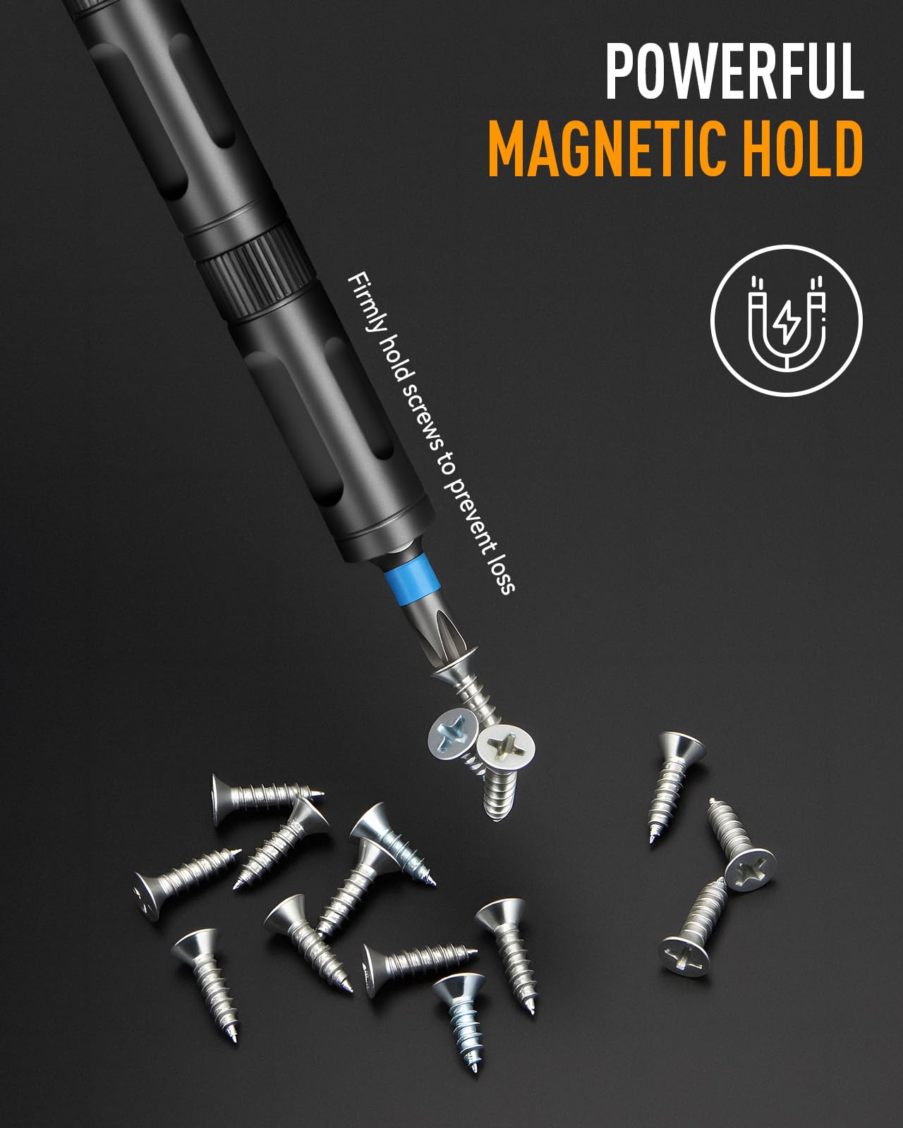KLUCZ Magnetic Screwdriver Set, 42 in 1 T Handle Ratchet Screwdriver with S2 Steel Multi Bits, Portable Compact Repair Tool Kit with a Magnetic Pickup Tool for DIY, Furniture, Home Daily Repair (Grey)