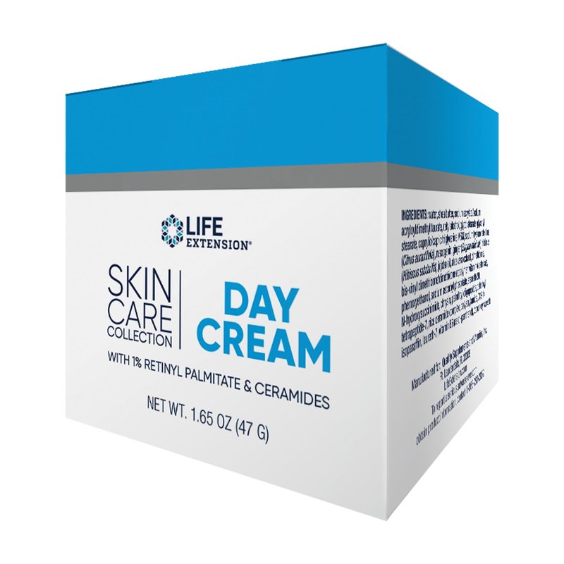 Life Extension Skin Care Collection Day Cream, retinyl palmitate, rice bran ceramides, shea butter, green tea, daytime nourishment to regenerate collagen & moisturize skin, 1.65 oz (47 g)