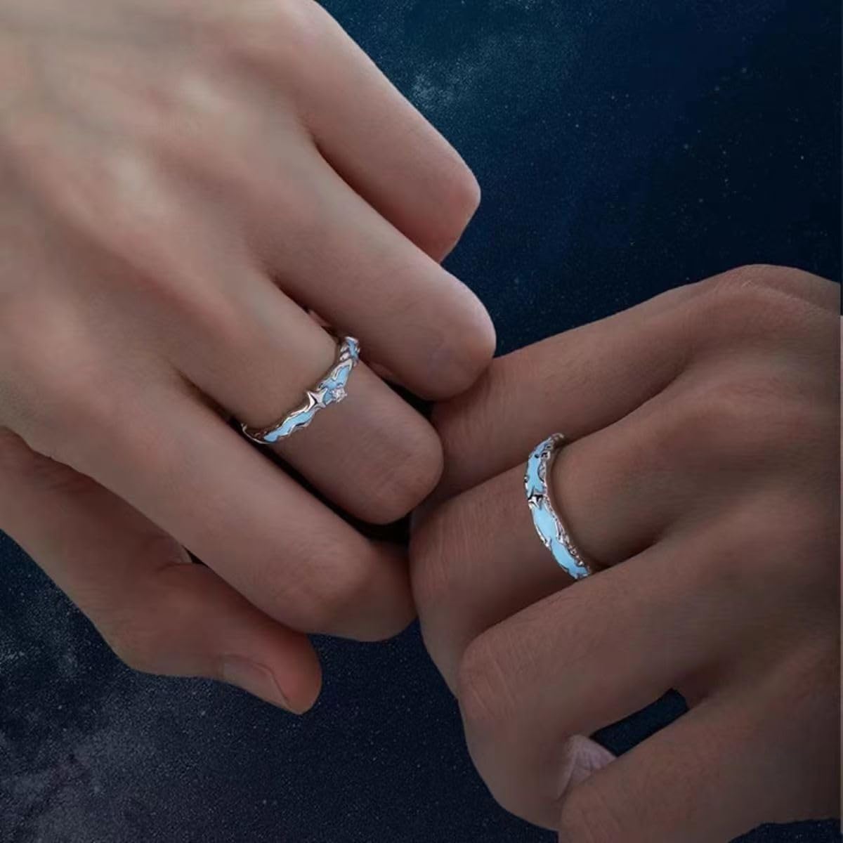 DIOWUS Lymphatic Magtherapy Luminous Ring For Men Women, Titanium Ion Therapy Acupuncture Unclog Bloodstream Lymph Nodes Light Up Hope Adjustable Finger Ring Jewelry Gift For Couple (star for men)