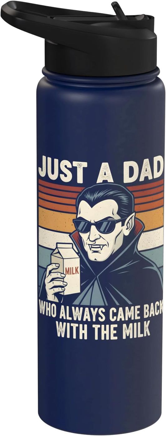 Vampire Dad Who Always Came Back With The Milk Retro Sunset Stainless Steel Insulated Water Bottle
