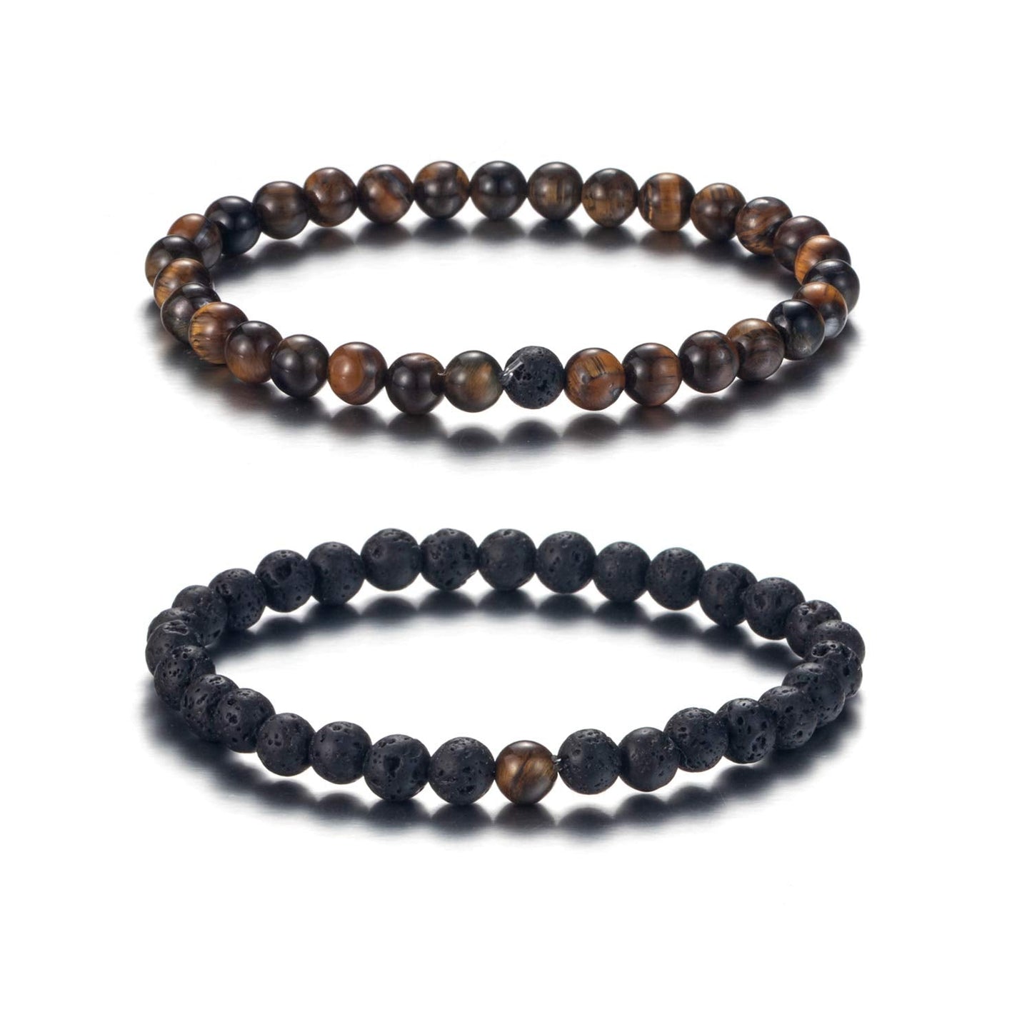 Softones 6MM Lava Rock Aromatherapy Anxiety Essential Oil Diffuser Beads Bracelet for Women Men,Friendship Couples Gifts Natural Stone Bracelets