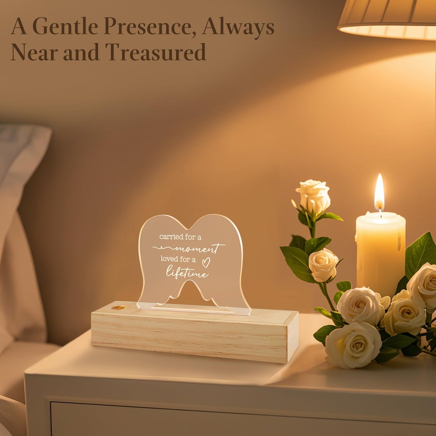 Ceiner Miscarriage Gifts for Mothers, Wooden Slip-Top Pregnancy Test Keepsake Box for Baby Loss with Angel Wings Acrylic Ornament, Comfort Sympathy Bereavement Memorial Gift for Parents, Mom and Dad