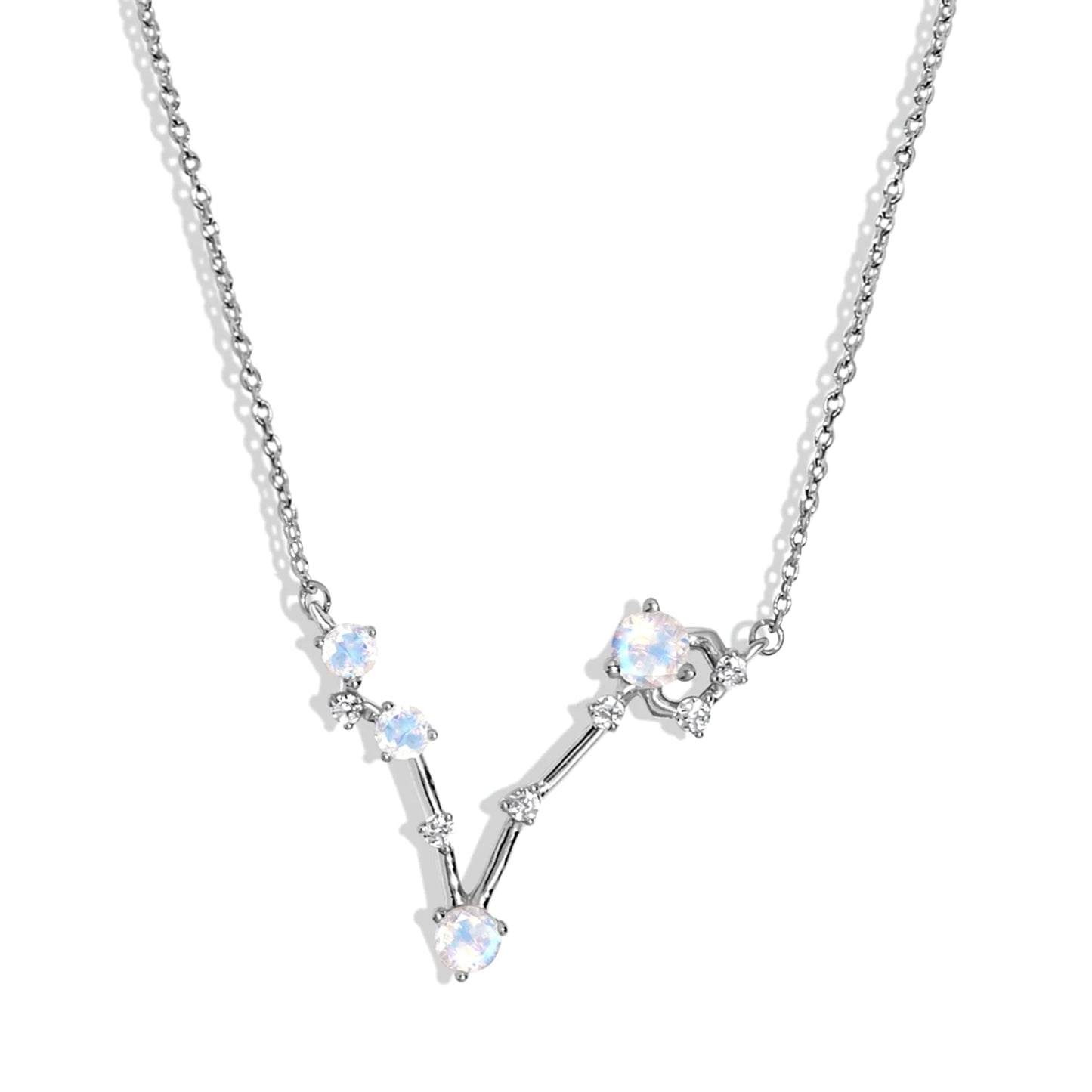 Moon Magic Moonstone Necklace - Pisces Zodiac Constellation / 925 Sterling Silver - 18k Rose Gold - Yellow Gold Rainbow Moonstone Necklaces for Women/Authentic Rainbow Crystal Jewelry