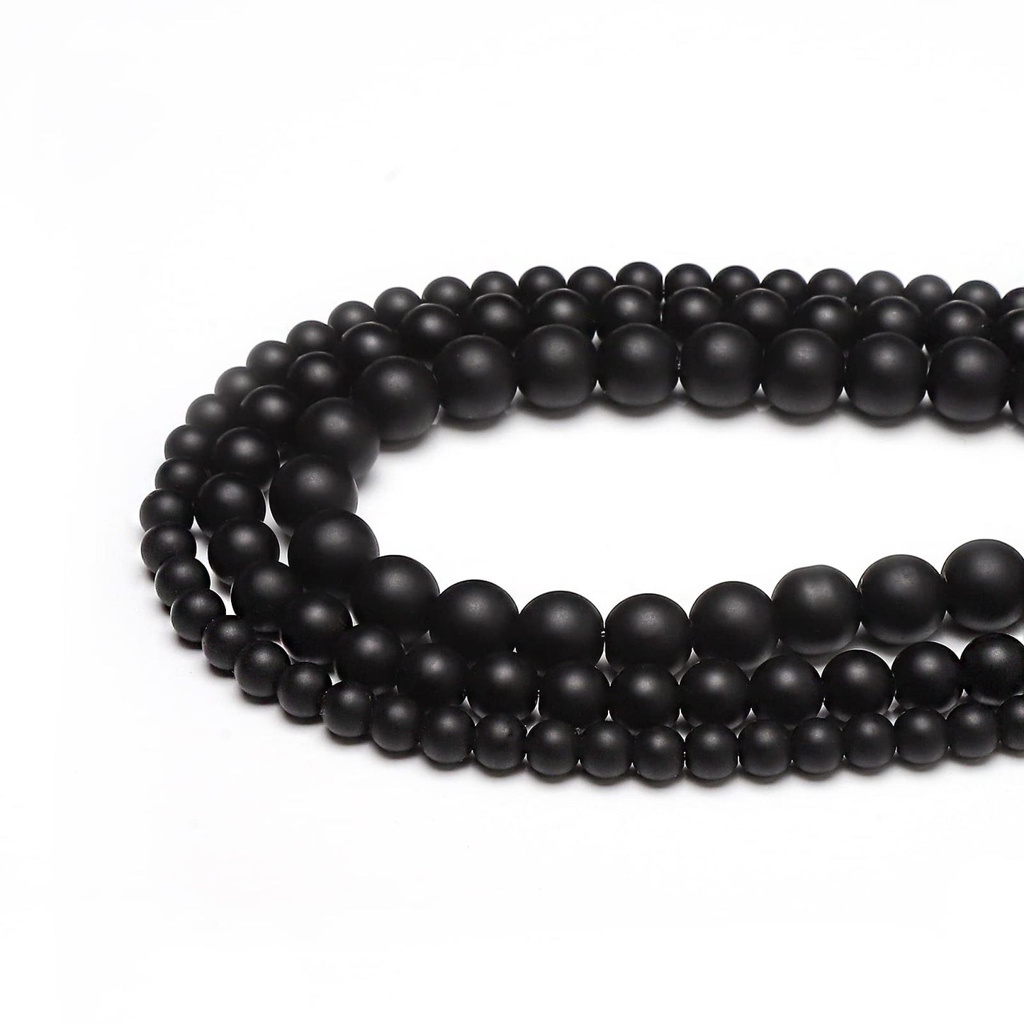 60pcs 6mm Natural Matte Black Onyx Agate Gemstone Beads Energy Healing Crystal Round Loose Stone Beads for Jewelry Making, DIY Bracelets Necklaces