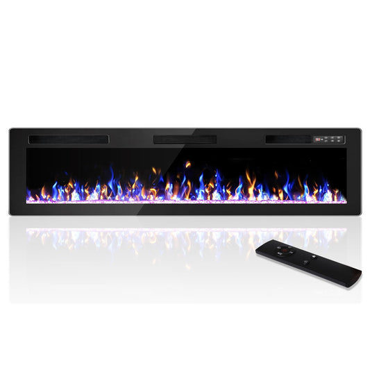 72 Inch Electric Fireplace, Ultra-Thin Fire Places Electric Fireplace Inserts Recessed and Wall Mounted with Remote Control & Touch Screen, 750W/1500W Fireplace Electric Heater with Timer, Multi-Flame