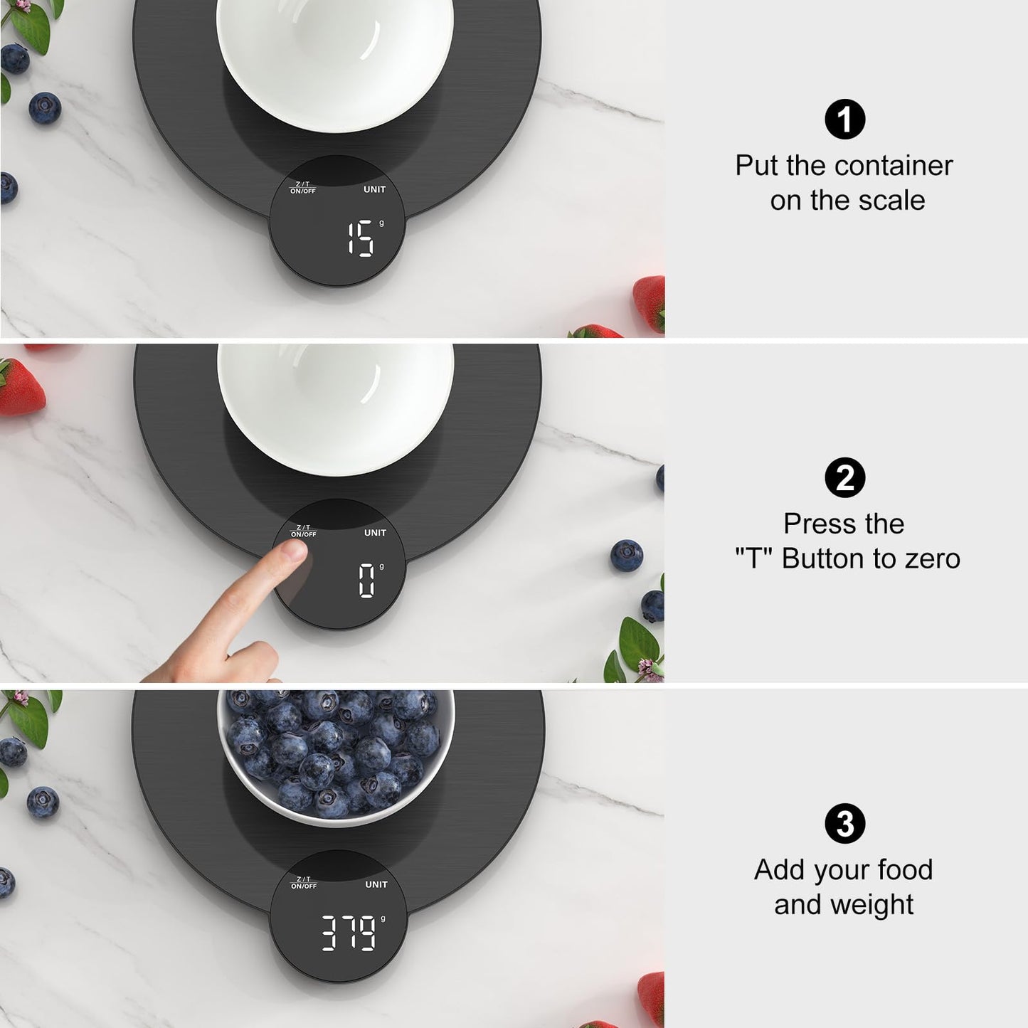 Ultrean 1g/0.1oz Precision Food Scale, HD LED Display Digital Kitchen Scale, Stainless Steel, 11lb Capacity for Cooking Baking (Batteries Included)