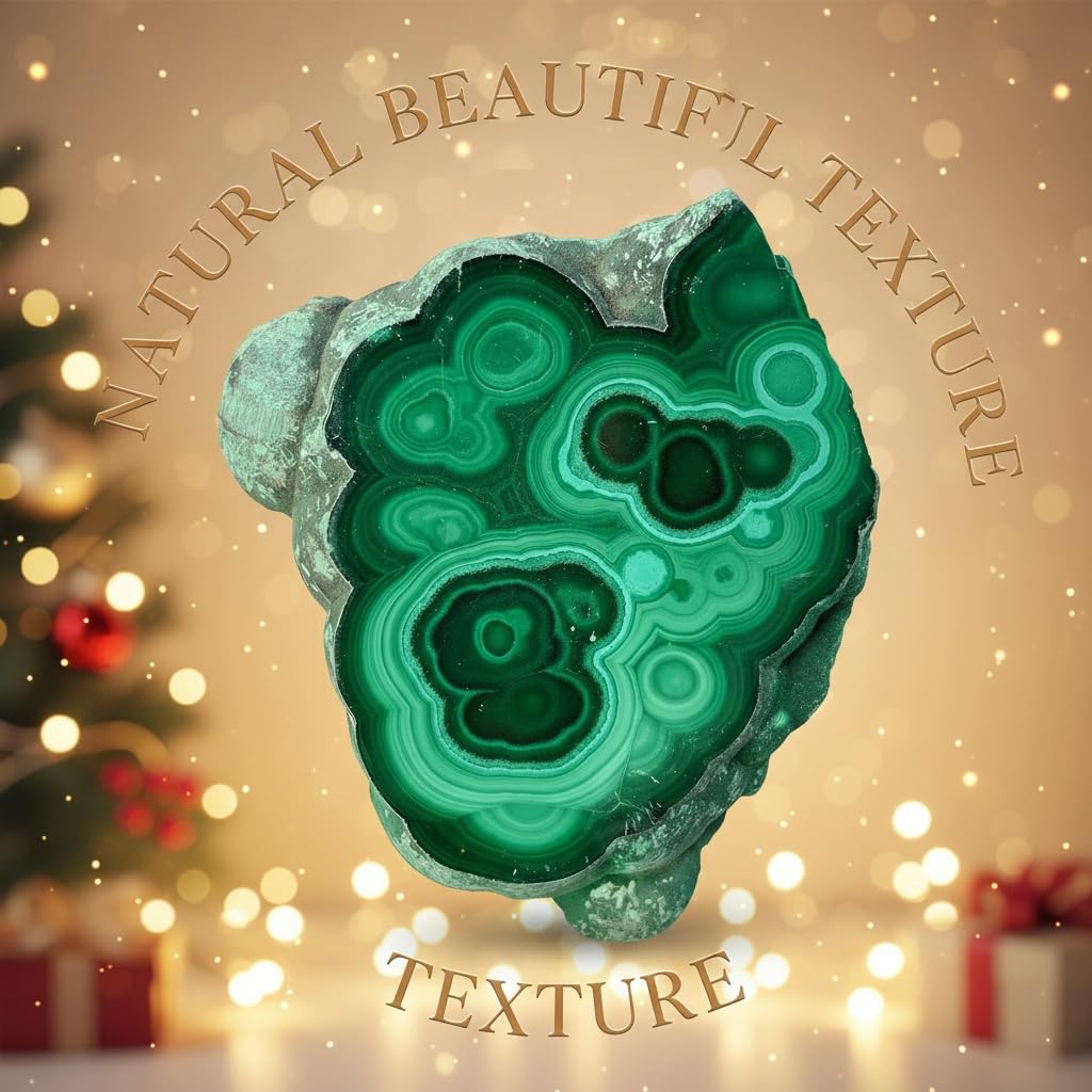 0.33-0.66 lb Natural Malachite Slabs - Premium Polished Crystal Slices for Home & Office Decor - Unique Raw-Edged Healing Stones 2-4 inch (0.33-0.44 lb)