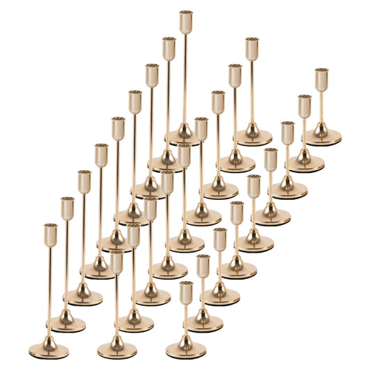 27 Pcs Gold Candlestick Holders Set - Vintage Brass Taper Candle Holder for Pillar Candles - Modern Decorative Centerpiece for Wedding Fireplace Mantel Decor - Cozy Atmosphere Housewarming Gift