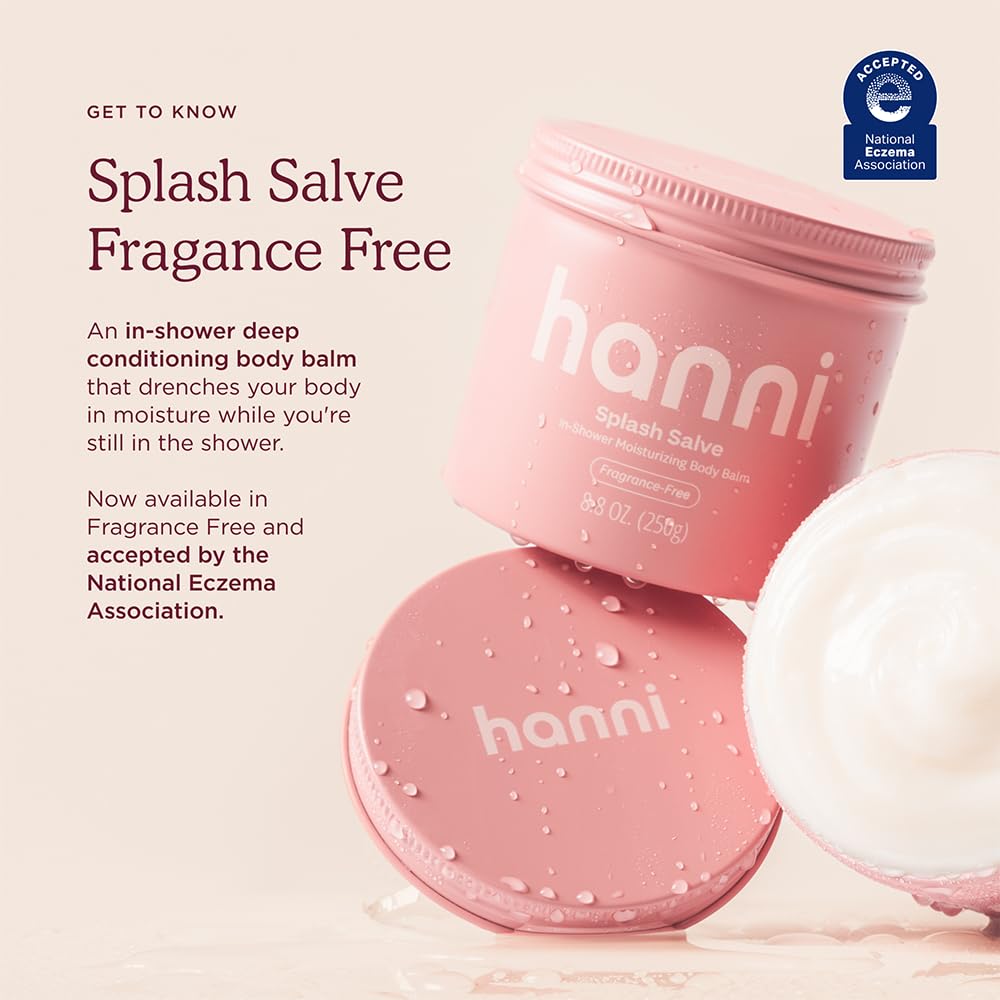 HANNI Splash Salve Body Mask, In-Shower Moisturizer with Coconut, Jojoba, Shea Butter & Glycerin, Deep Conditioning for All Skin Types, FRAGRANCE-FREE, 250 mL / 8.8 oz