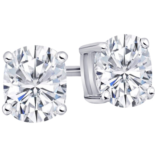14K White Gold 0.5 Carat Cushion Shape LAB GROWN Diamond IGI Certified Stud Earrings for women 4 Prong Push Back (E/F Color VS2/SI1 CLARITY)