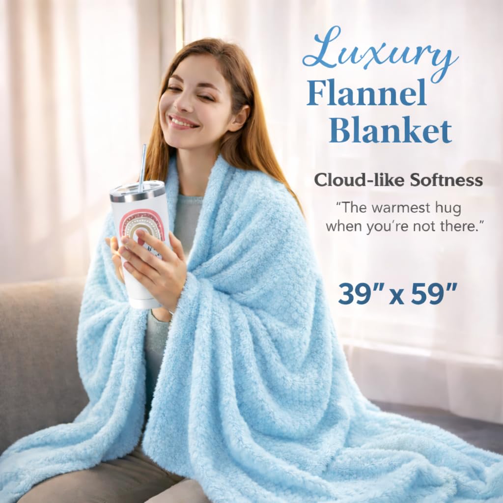 Get Well Soon Care Package for Women, 12 Pcs Deluxe Self-Care Gift Box with Cyan Cozy Blanket, Tumbler, Candle & Spa Feel Better Basket – After Surgery, Thinking of You, Encouragement Recovery Gifts