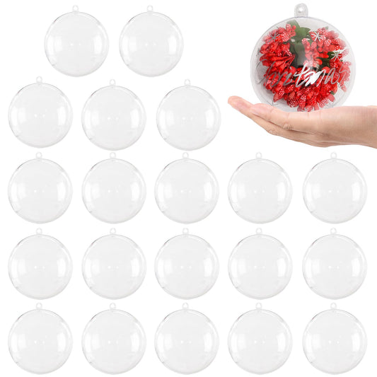 20 PCS Clear Plastic Fillable Balls Ornaments, 3.15 Inch Christmas Ornament Balls for DIY Crafts, Hanging Ornaments, Christmas Tree Decoration, Personalized Gifts, Home Decor