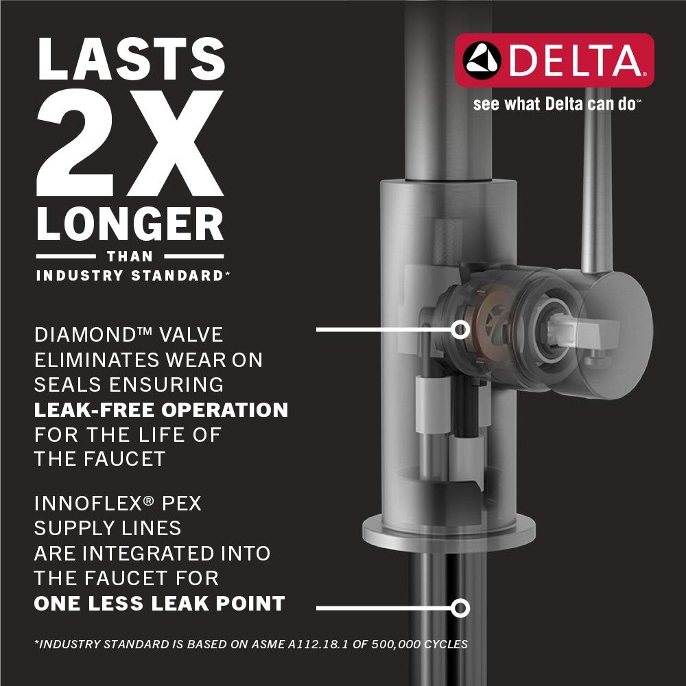 DELTA FAUCET 9678-BL-DST Leland Kitchen Faucet, Matte Black