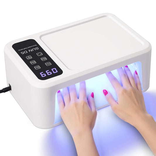 UV Light for Gel Nails, 120W UV LED Nail Lamp with 140 Beads, Fast Curing Professional Nail Dryer, Two-Hand Design, Red Light Skincare, Auto Sensor, LCD Display, 4 Timers for Fingernails & Toenails