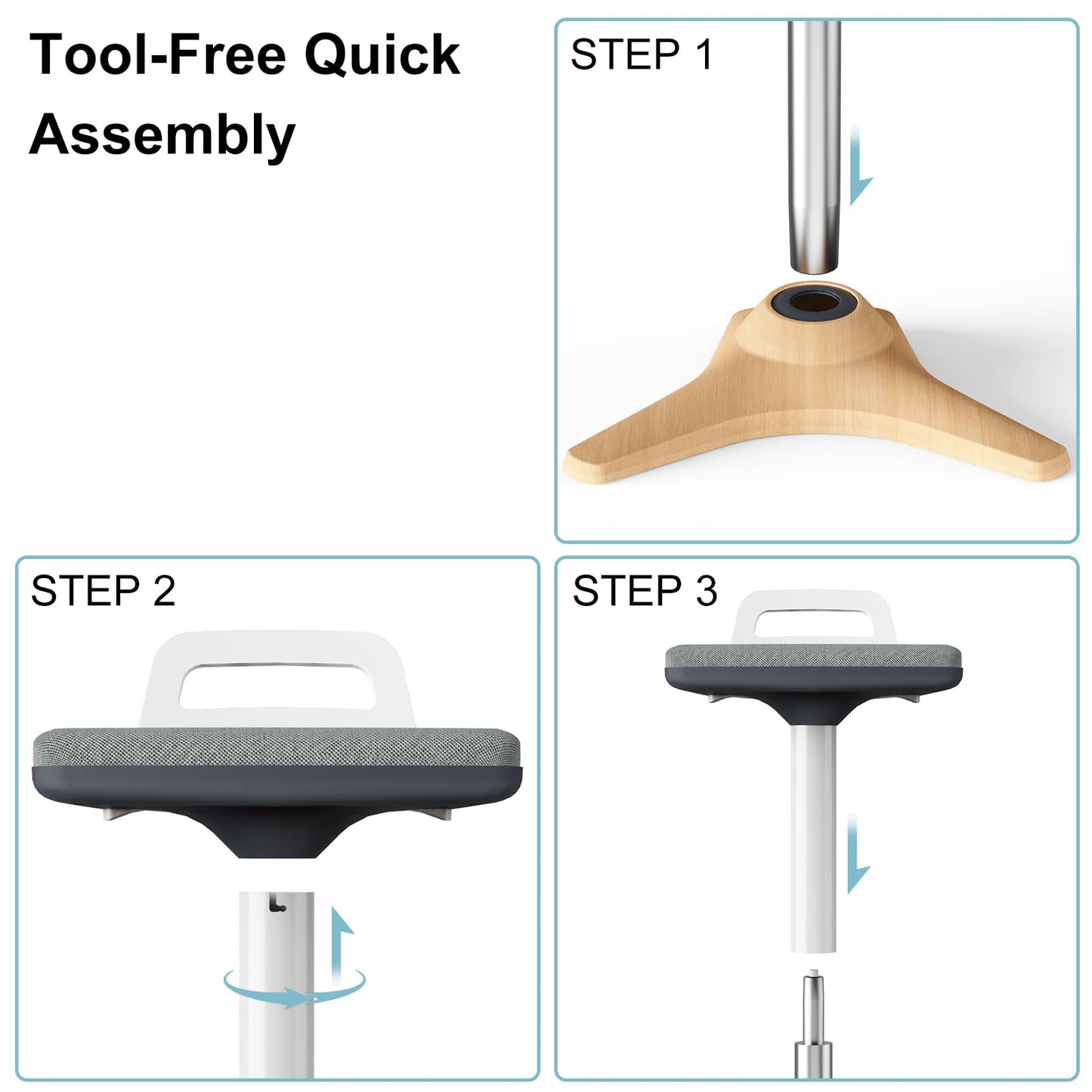 ERGO COLLECT Standing Desk Chair - Ergonomic Wobble Stool for Adults - Active Seating Stool Height Adjustable (22"-31.9") - Perfect for Home Office, Standing Desks, and Classrooms