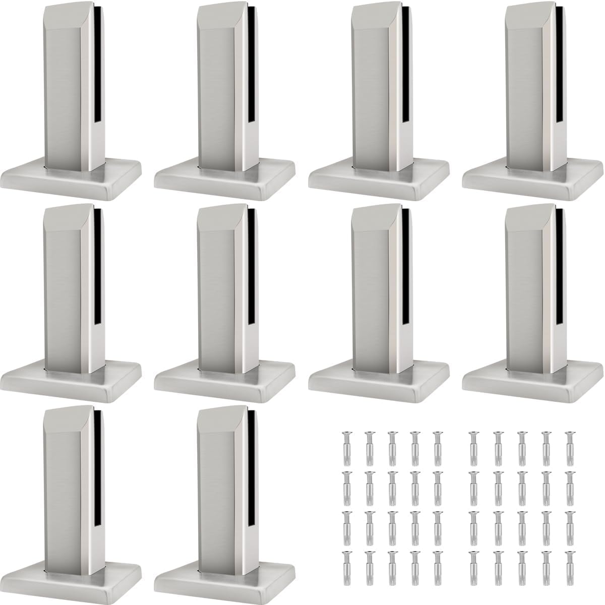LukLoy 10 Pack 2.1lb 304 Stainless Steel Square Glass Spigots Pool Fence Spigot Clamp Home Garden Stairs Balustrade Railing Balcony Glass Floor Clamp (10 Pack, Each NW 2.1lb, GW 3.0lb) - LEVEL 2