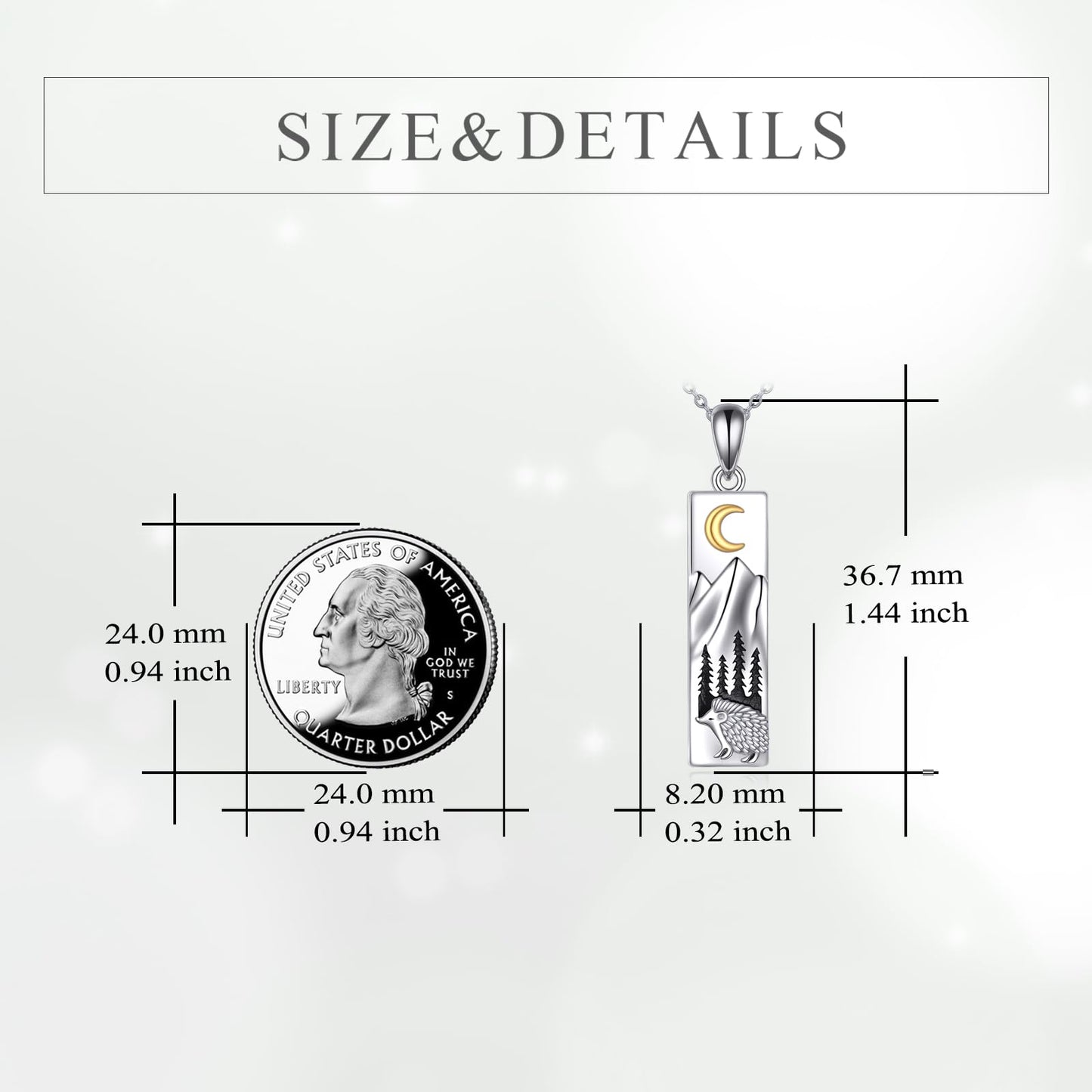 YFN Hedgehog Mountain Necklace for Women Sterling Silver Nature Necklace Jewelry Gift for Skiers, Hikers, Campers, Climbers and Nature Lovers