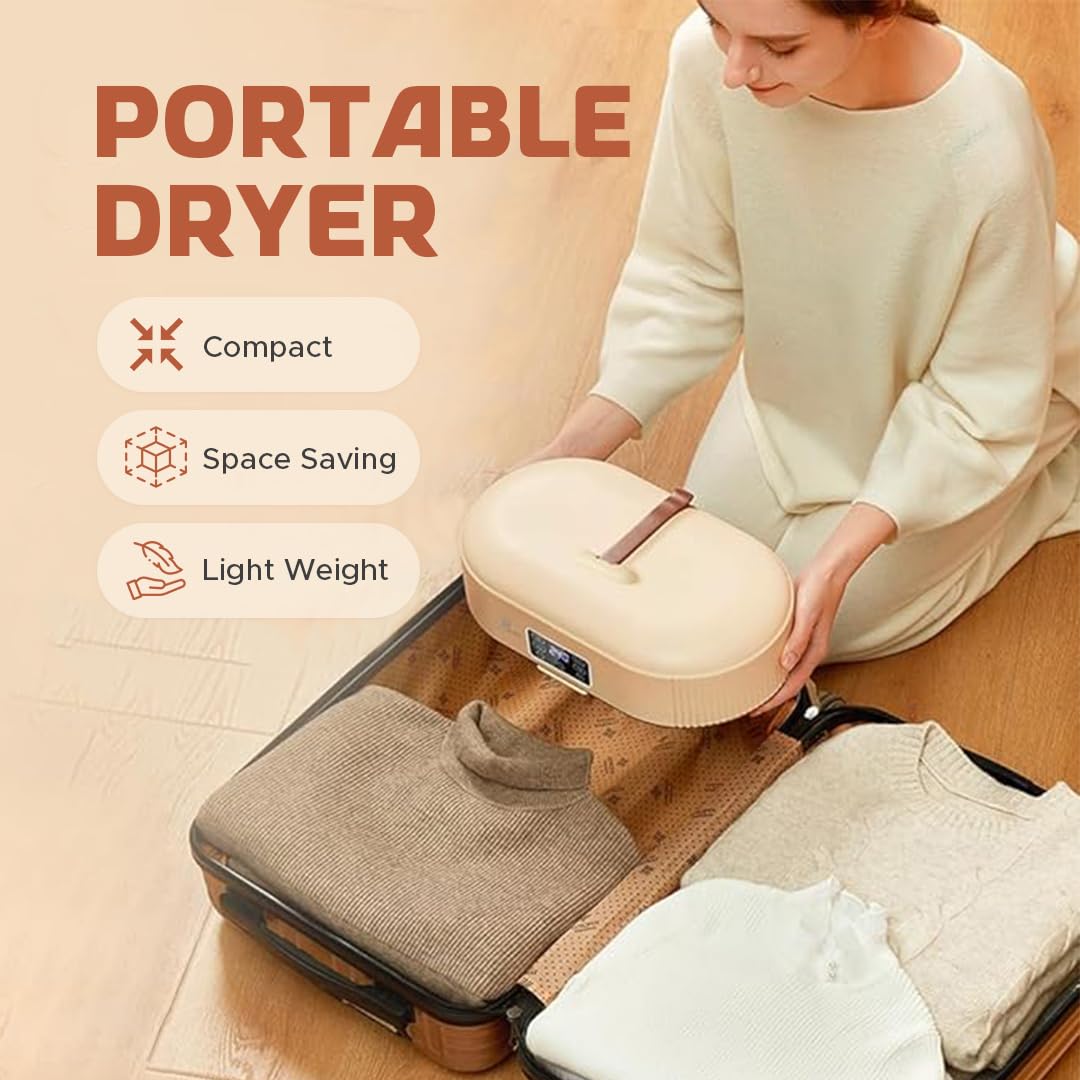 Portable Clothes Dryer - Mini Compact Foldable Electric Laundry Drying Machine with Dry Bag & Timer - Small Quiet Fast-Drying for Apartment, RV, Travel, Home - Holds 12+ Items, Energy Saving