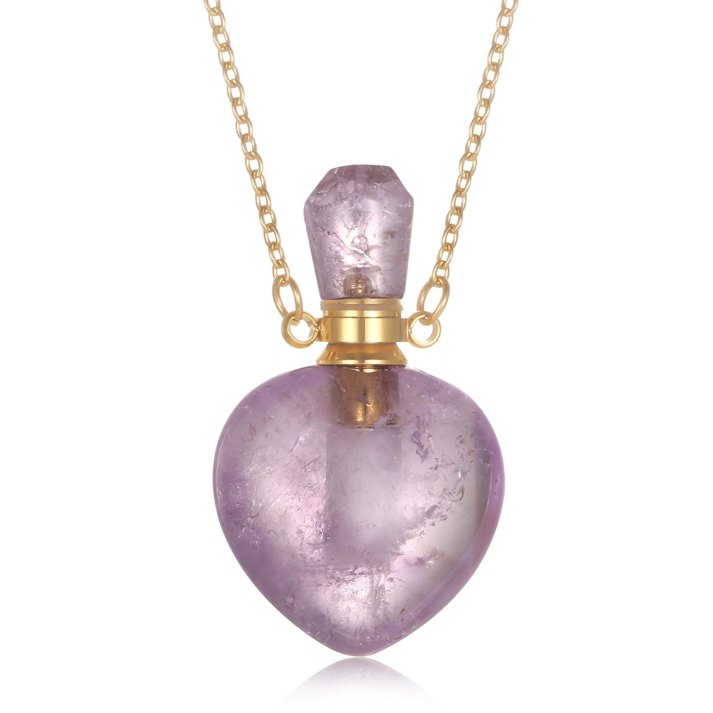 STEFWD Natural Crystal Cremation Jewelry For Ashes - Heart Urn Necklace Hold Loved Ones/Pet Ashes Keepsake Memorial Pendant For Women (Customize)