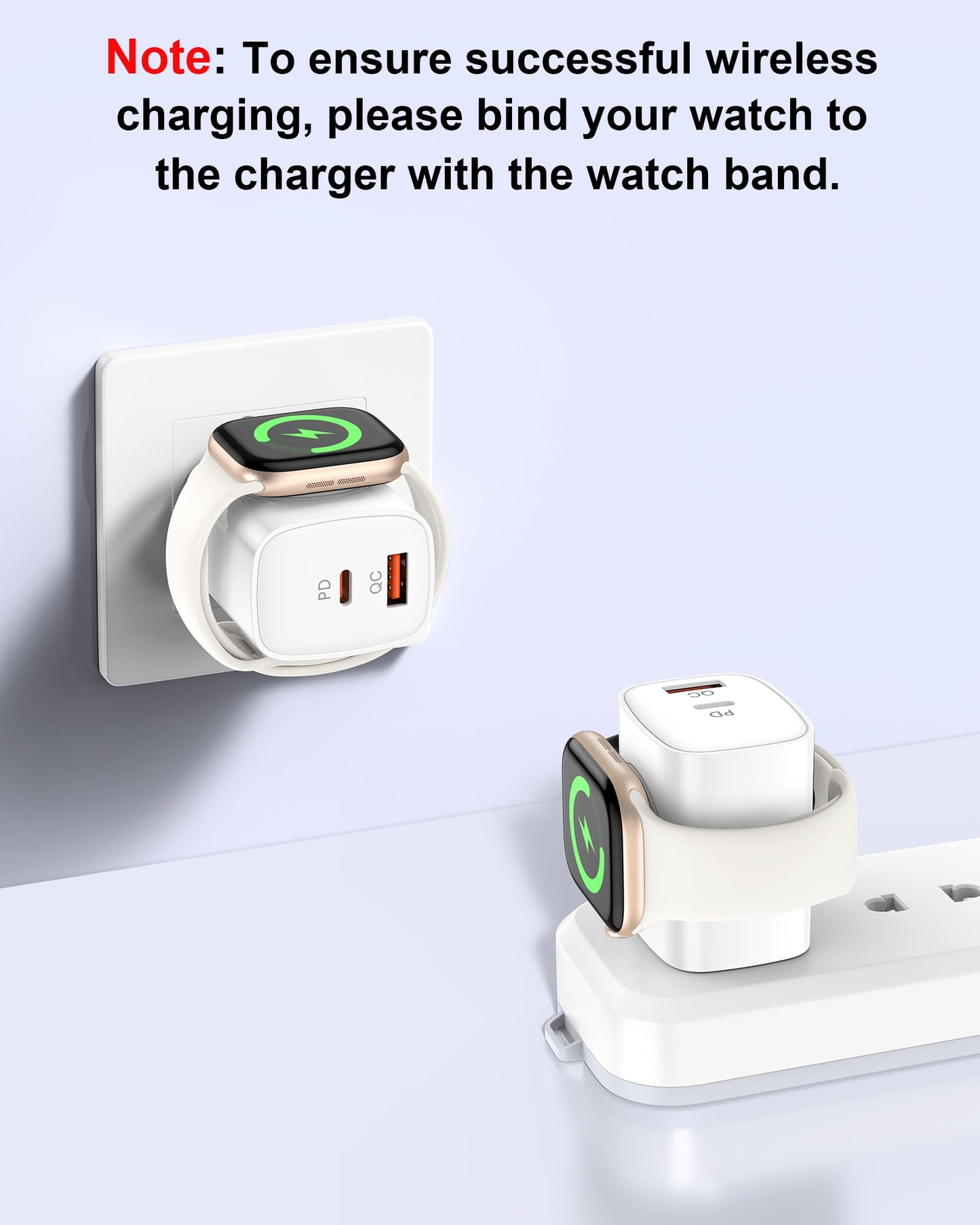 Portable Charger for Apple Watch, Dual Port Wall Charger Power Block, 3 in 1 iWatch Wireless Charge Cube, PD20W + QC18W Fast Charging Wall Plug for iPhone 17e 17 Pro Max 16e 16 15 14 13 12, iPad-White