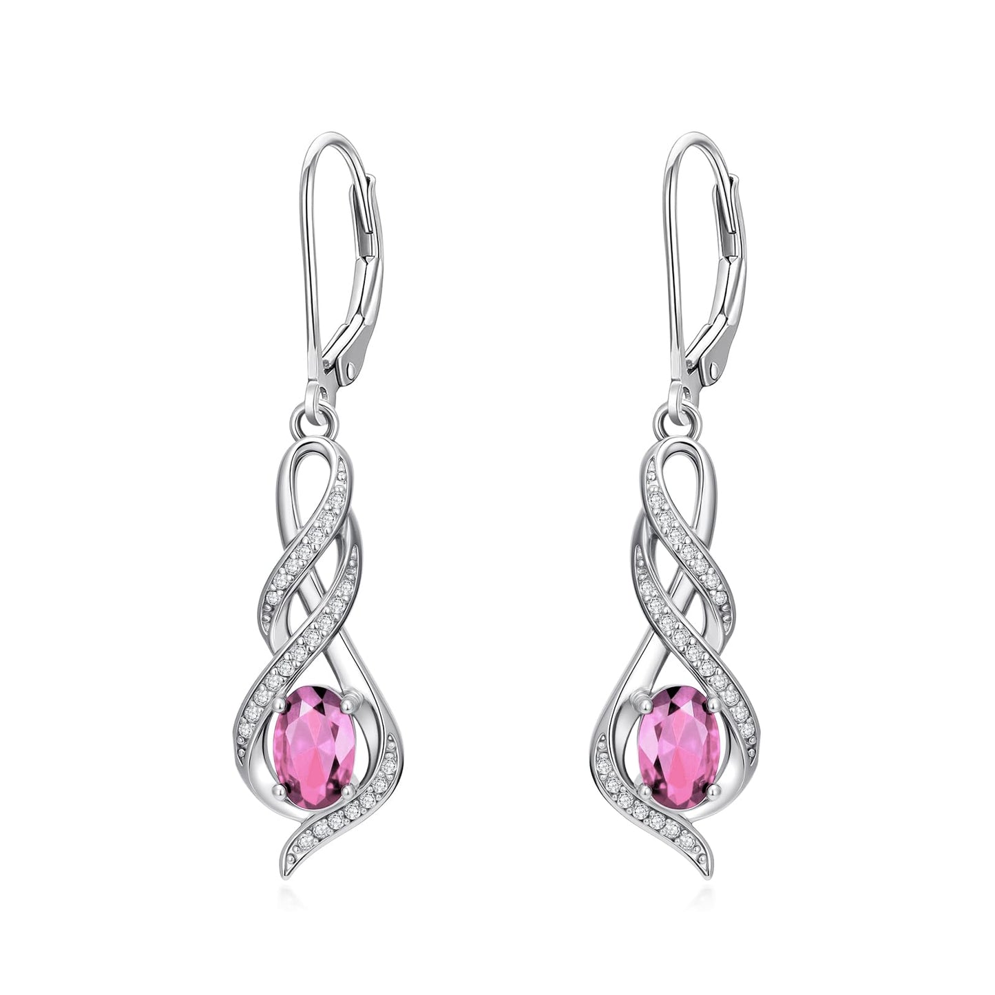 POIUY Tourmaline October Birthstone Infinity Leverback Dangle Earrings Hypoallergenic Drop Earrings Love Jewelry Anniversary Christmas Wedding Gift for Mom Wife Sister Daughter Girlfriend