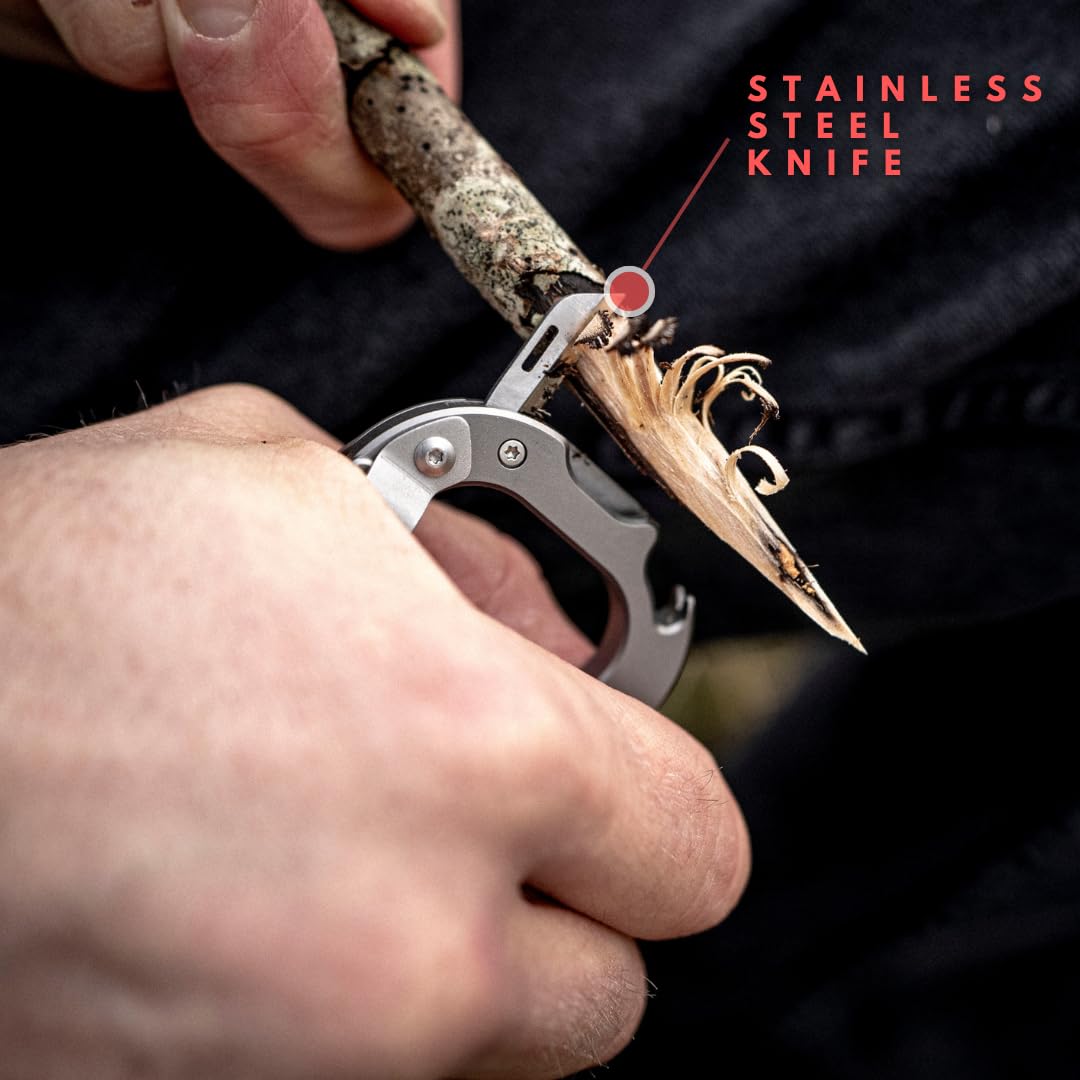 OCTO MAX 20-in-1 Titanium Carabiner Multi-Tool | Heavy-Duty EDC with Steel Knife, Glass Breaker, Bottle Opener, Wrenches, Screwdrivers & More