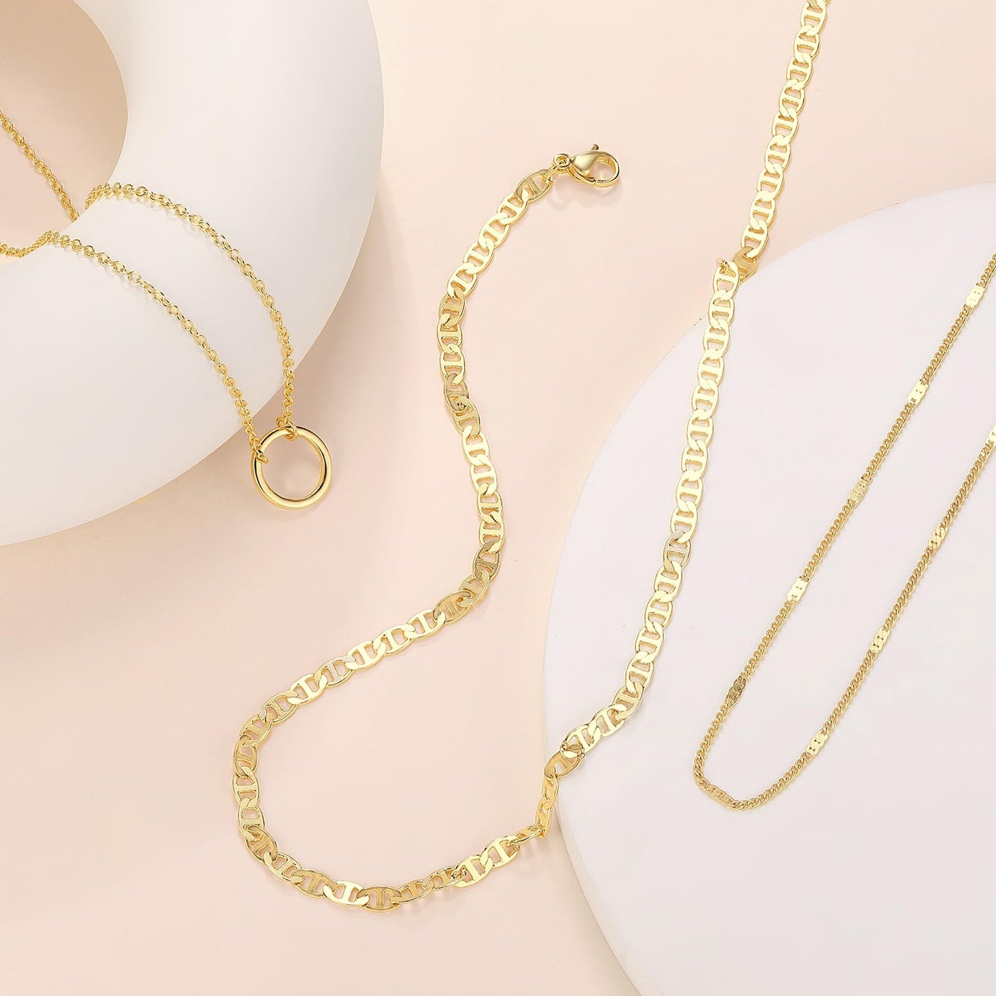 PDWZNBA Layered Gold-plated Necklaces for Women, 14K Real Gold-Plated Triple Chain Necklace, Dainty Choker Jewelry Set, Trendy Jewelry Gifts