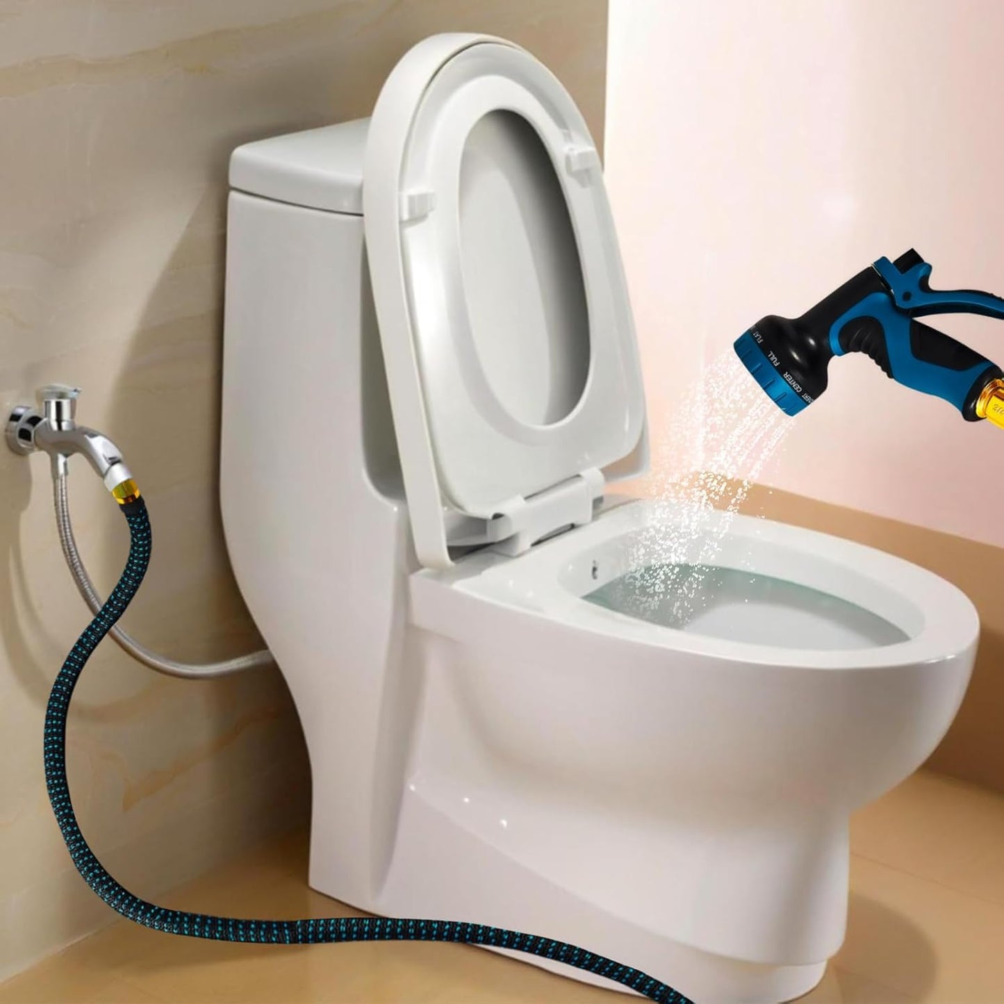 Lotoo Sink Hose Attachment for Faucet with 7 Adapters, 75 FT Indoor Faucet Hose for Kitchen Sink or Bathroom Sink Faucet with 10-Function Nozzle, Watering, Washing Pet, Household Cleaning, Car Washing