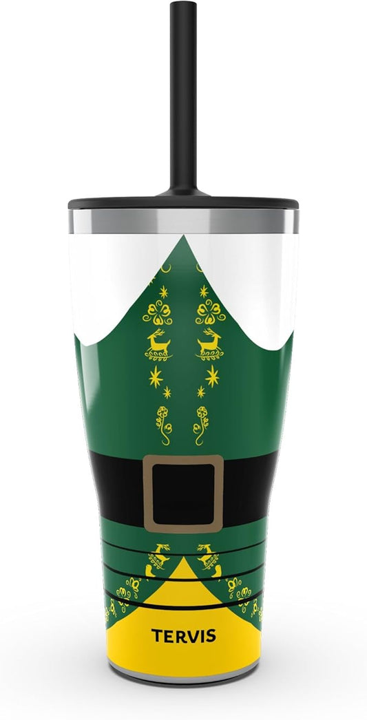 Tervis Traveler Elf - Buddy Suit Triple Walled Insulated Tumbler Travel Cup Keeps Drinks Cold & Hot, 30oz with Straw Lid, Stainless Steel