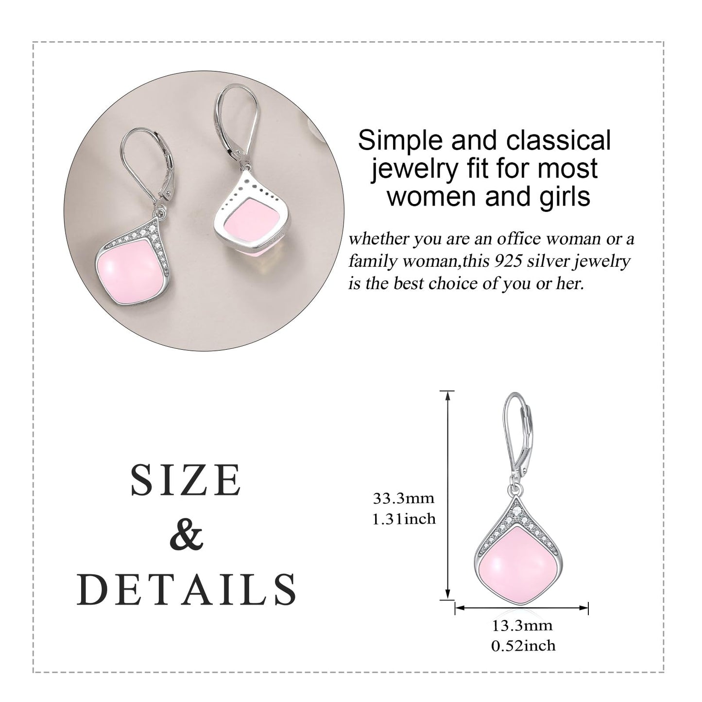 Pink Teardrop Earrings for Women Sterling Silver Cubic Zirconia Teardrop Drop cubic Zirconia Dangle Earrings Jewelry Christmas Gifts for Women