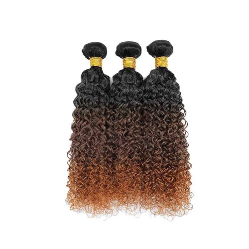 Habiliana Bundles Human Hair 20 22 24 Inch Jerry Curly Human Hair Bundles Omber Natural Chocolate Brown T1B/4/30 11A Unprocessed Brazilian Virgin Quick Weave Hair Extensions for Black Women