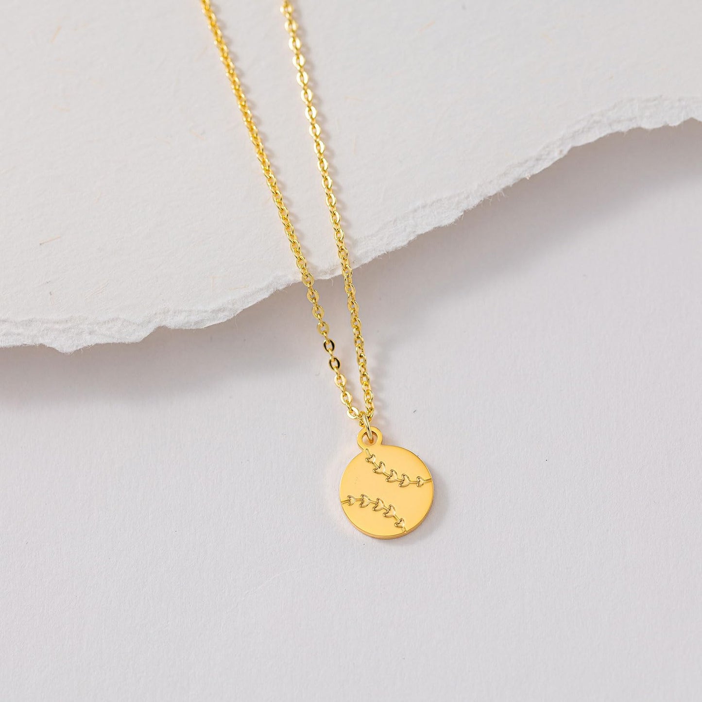 VRIUA Baseball Necklace – 14K Gold Plated Dainty Baseball Necklaces Minimalistic Trendy Necklaces for Women Jewelry