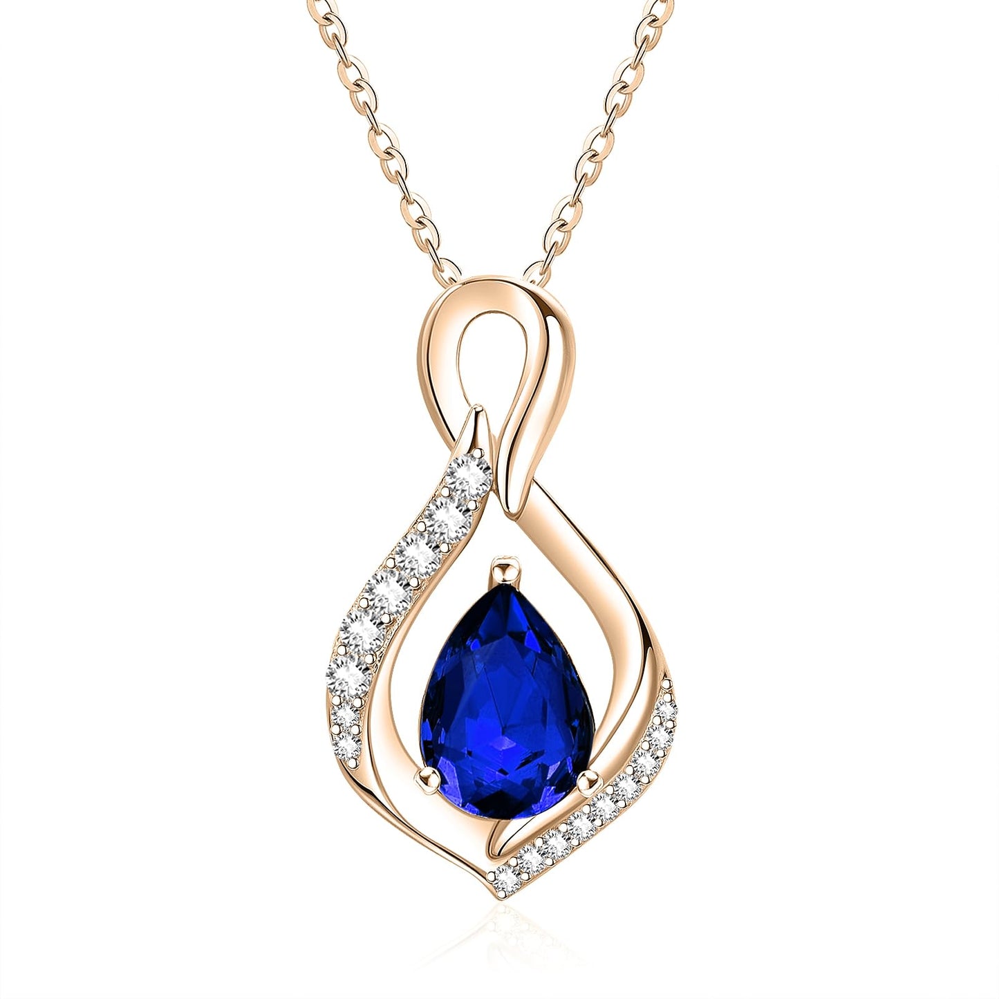 JIYVY32 Sapphire Infinity Necklace for Women September Birthstone Necklaces Rose Gold Plating Anniversary Birthday Gifts for Wife Her Mom Girlfriend Birthstone Jewelry Gifts for Women