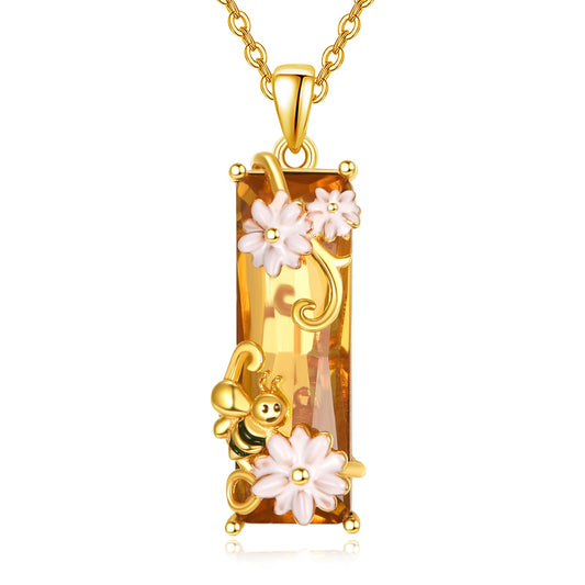 AENEAS Valentines Day Gifts for Women Her Bee Necklace for Women 925 Sterling Silver Citrine Crystal Pendant Fancy Honey Bee Jewelry Christmas Gifts for Her Wife Daughter