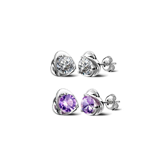 2 Pairs Halolux Lymphvity Germanium Earrings, Halolux Lymphvity Drainage Cubic Zirconia Earrings Lymphati Activity Hoop Earrings for Women Lymphvity Therapy Earring Jewelry (Light purple+White)