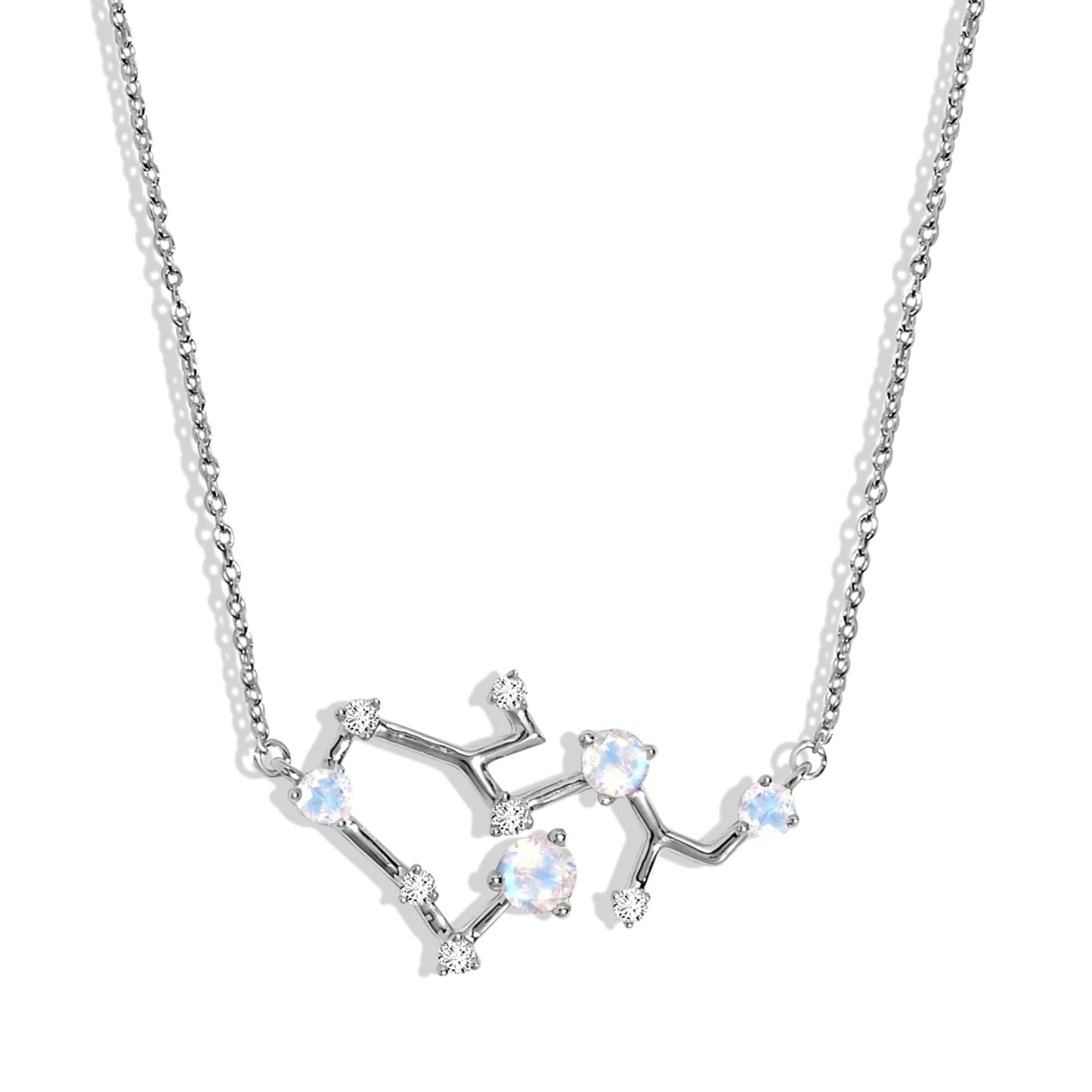Moon Magic Moonstone Necklace - Sagittarius Zodiac Constellation / 925 Sterling Silver - 18k Rose Gold - Yellow Gold Rainbow Moonstone Necklaces for Women/Authentic Rainbow Crystal Jewelry