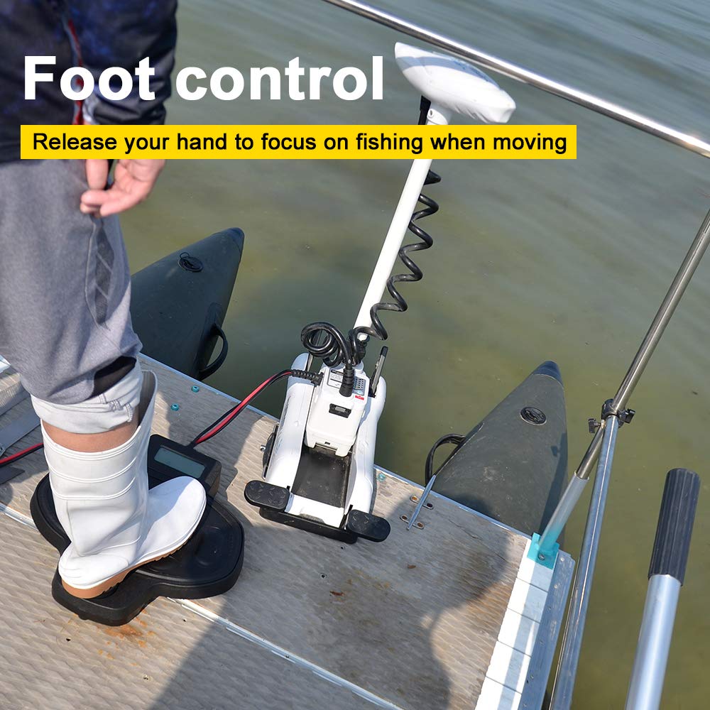 AQUOS Haswing CaymanB Bow Mount Trolling Motor with Wireless Remote & Wireless Foot Control, Quick-Release- 80 Lb. Thrust, 54 in. Shaft, Saltwater & Freshwater